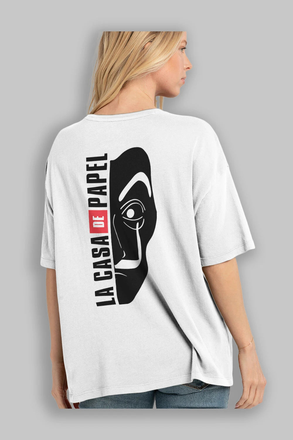 La Casa De Papel (3) Arka Baskılı Oversize t-shirt Erkek Kadın Unisex %100 Pamuk Bisiklet Yaka tişort