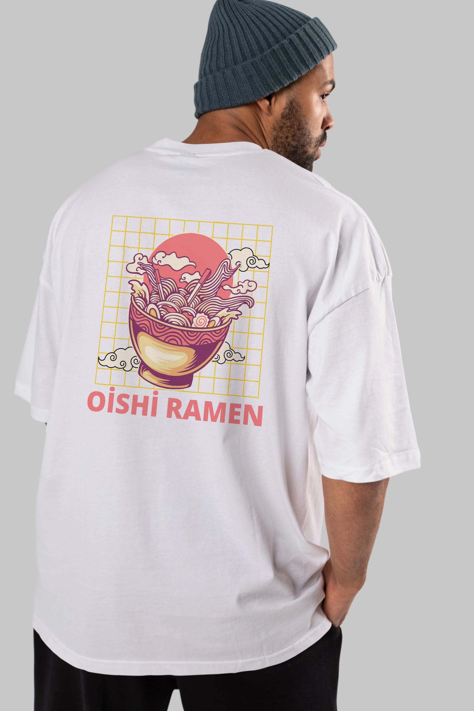 Oishi Ramen Yazılı Arka Baskılı Oversize t-shirt Erkek Kadın Unisex