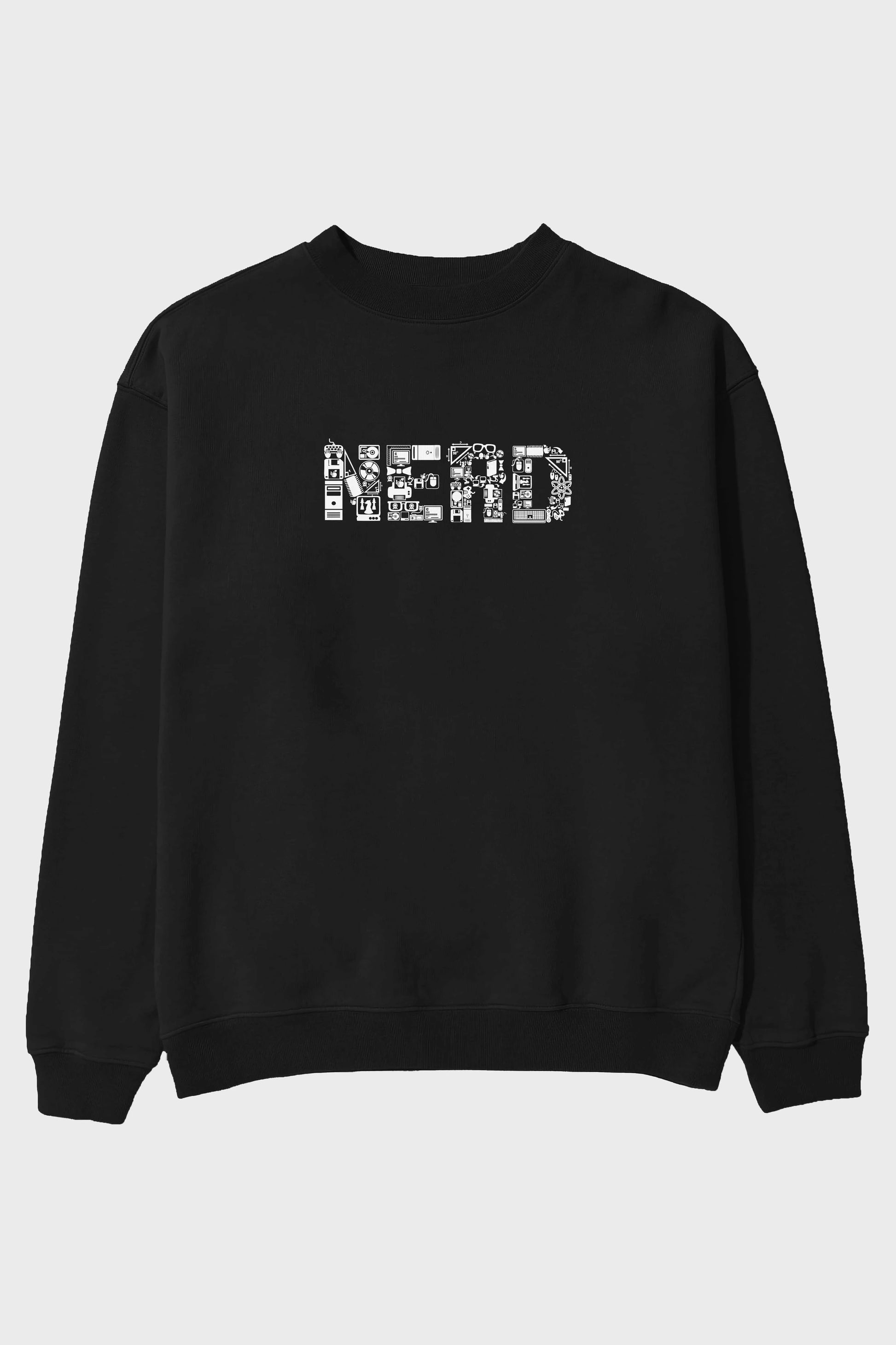 NERD Ön Baskılı Oversize Sweatshirt Erkek Kadın Unisex