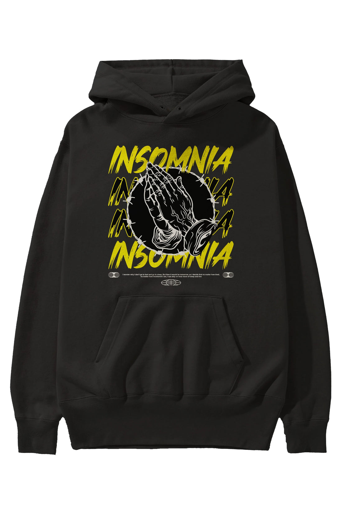 Insomnia Streetwear Ön Baskılı Hoodie Oversize Kapüşonlu Sweatshirt Erkek Kadın Unisex