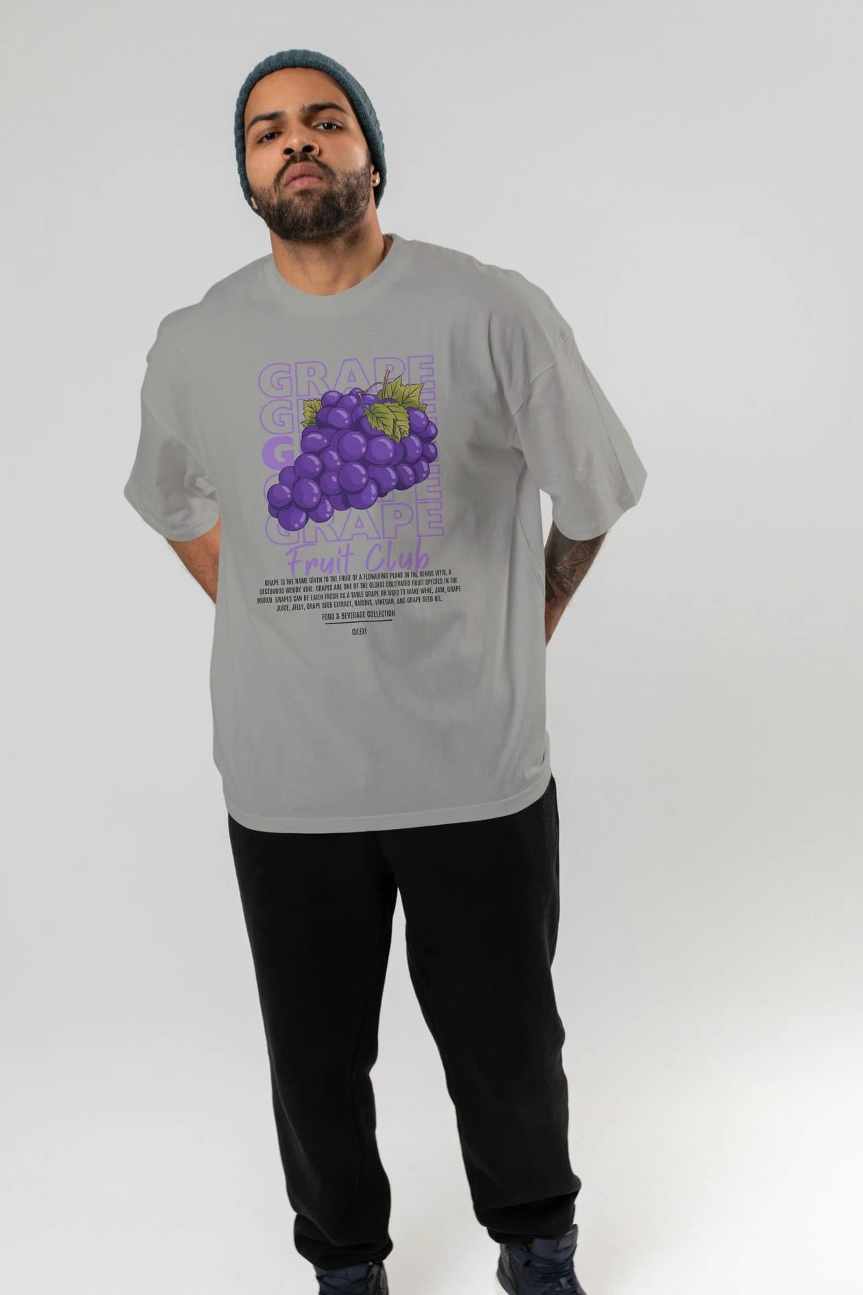 Grape Ön Baskılı Oversize t-shirt Erkek Kadın Pamuk Bisiklet Yaka tişort