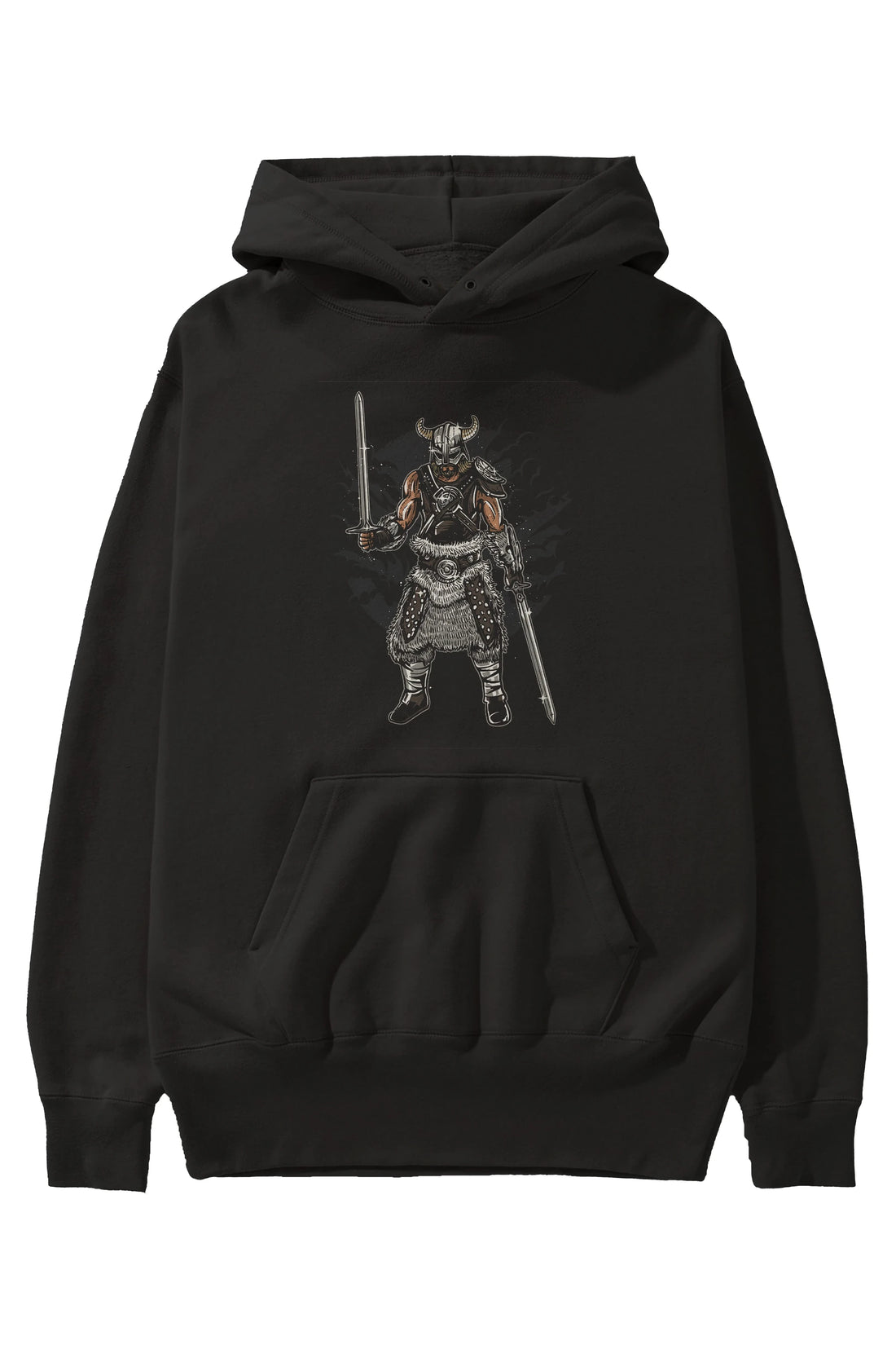 Dark Viking Ön Baskılı Hoodie Oversize Kapüşonlu Sweatshirt Erkek Kadın Unisex