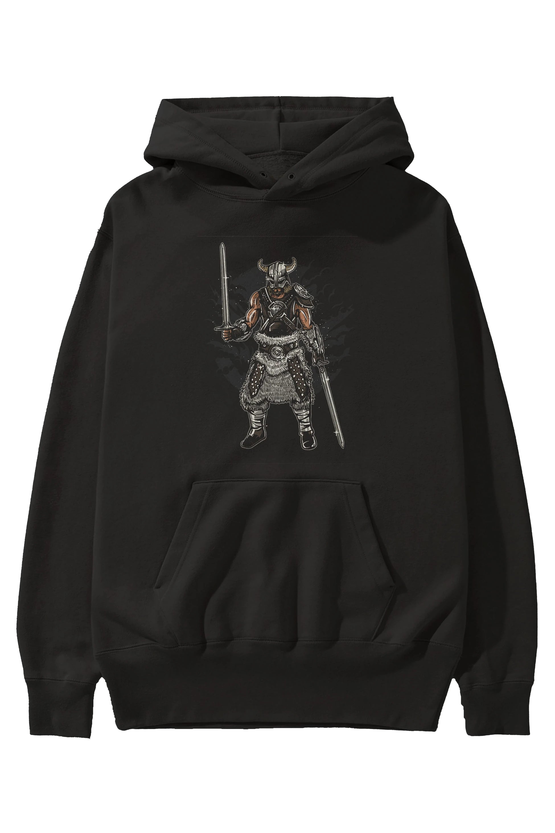 Dark Viking Ön Baskılı Hoodie Oversize Kapüşonlu Sweatshirt Erkek Kadın Unisex
