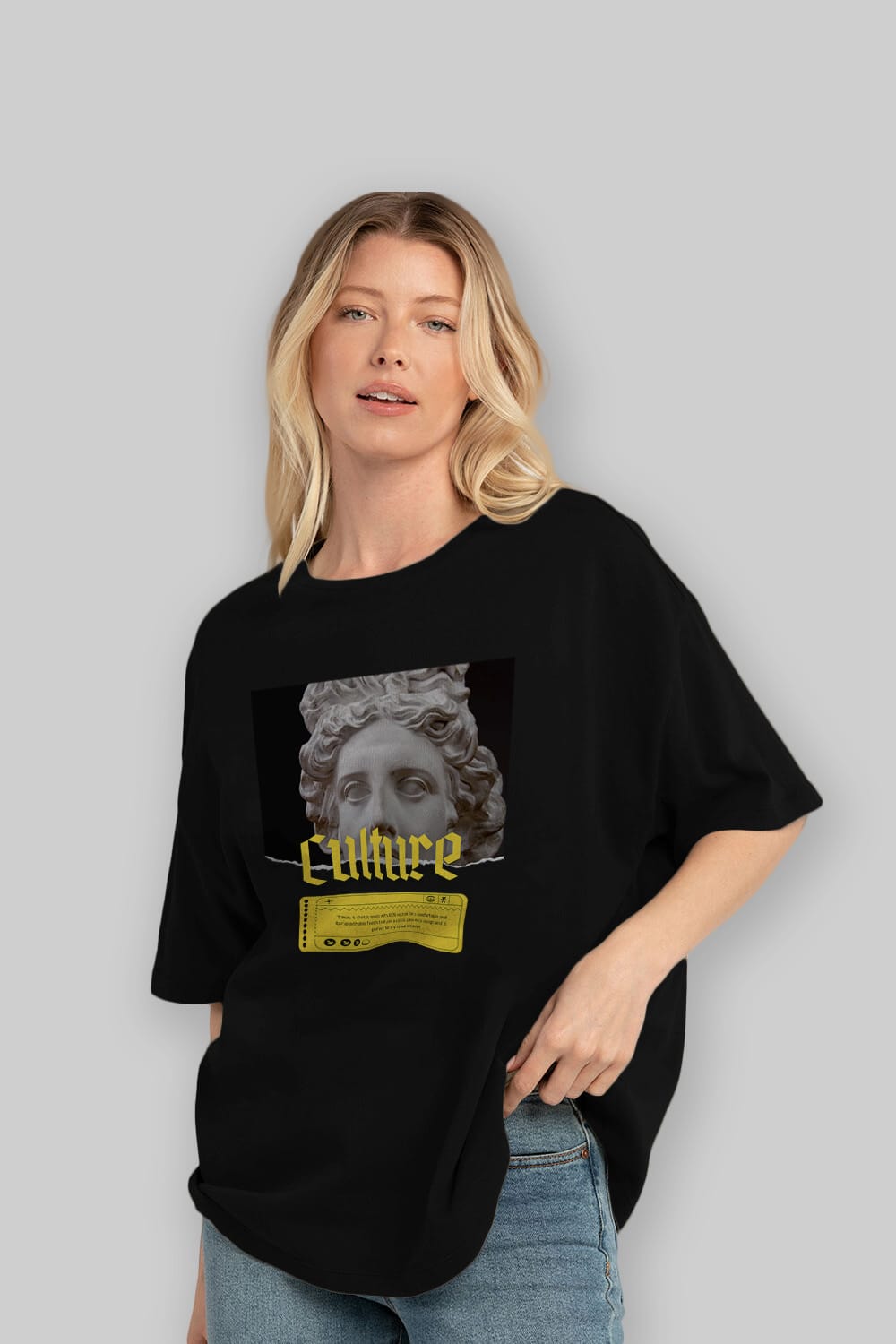 Culture Yazılı Ön Baskılı Oversize t-shirt Erkek Kadın Unisex