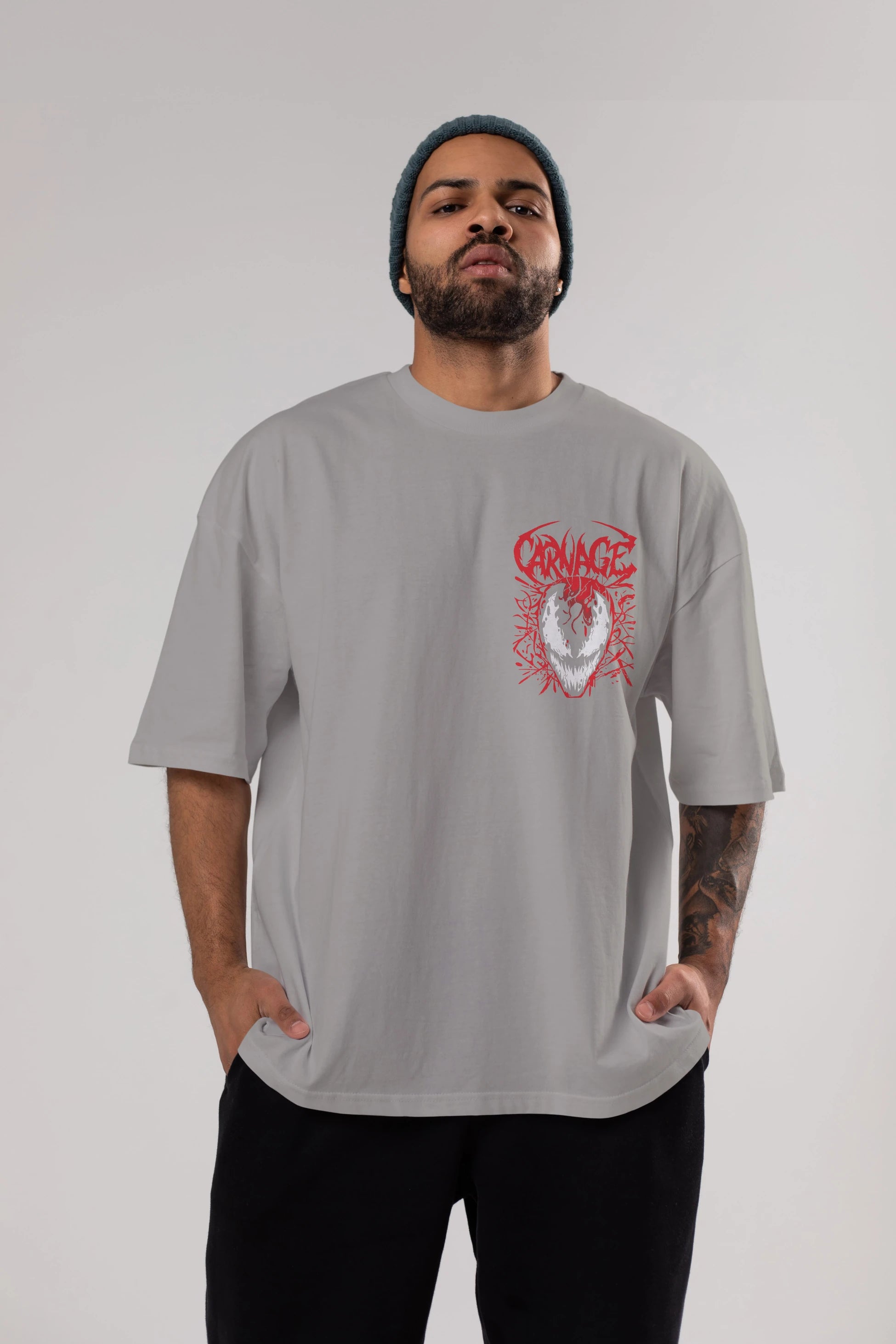 Venom (22) Ön Sol Baskılı Oversize t-shirt Erkek Kadın Unisex %100 Pamuk Bisiklet Yaka tişort