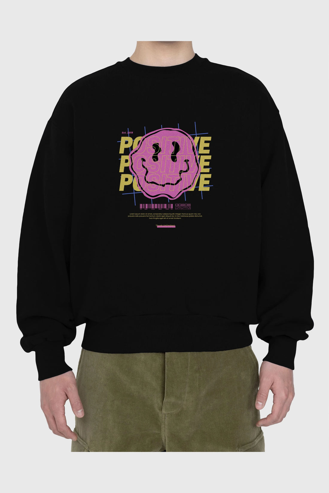 Positive 2 Ön Baskılı Oversize Sweatshirt Erkek Kadın Unisex
