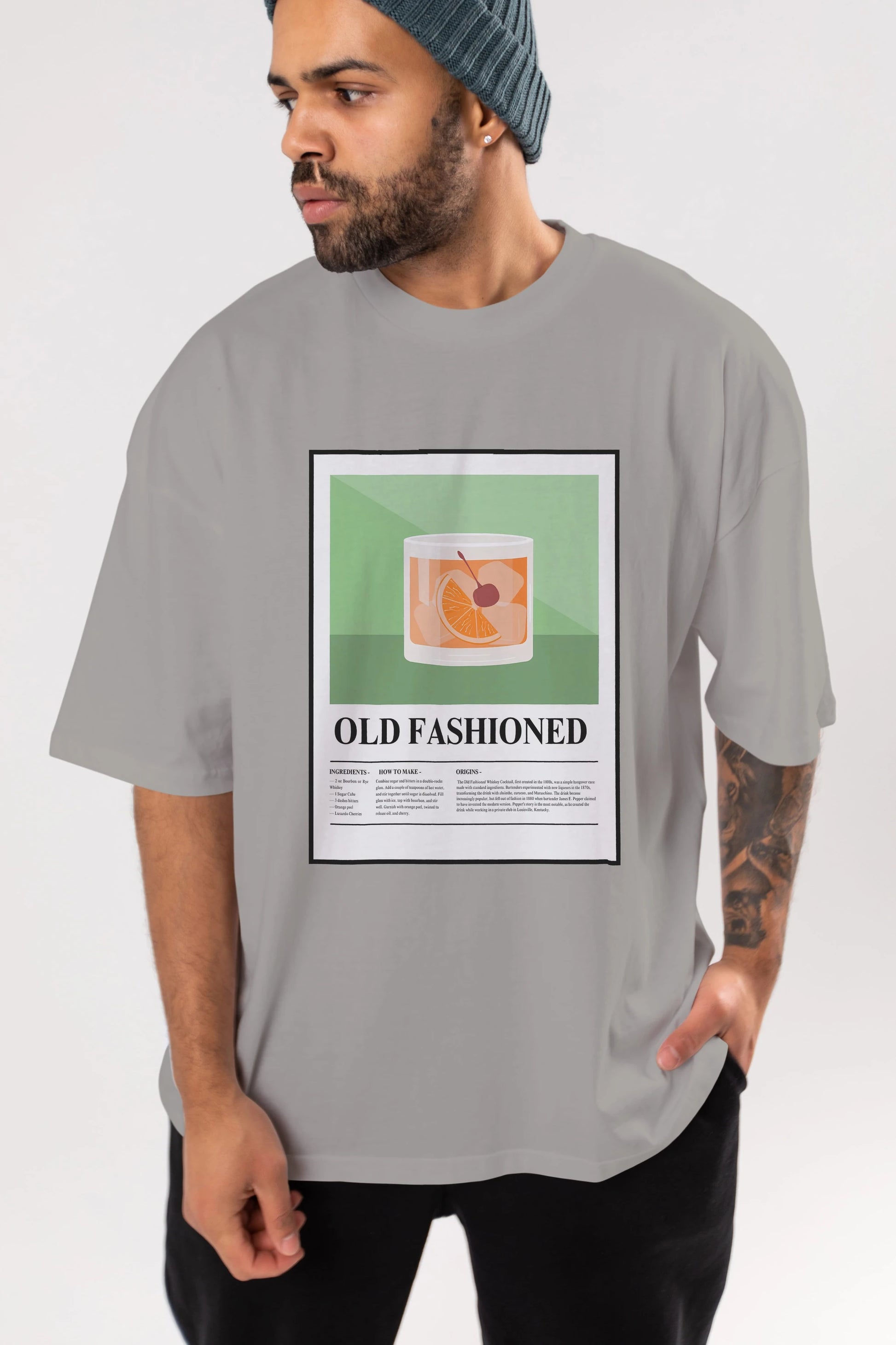 Old Fashioned Ön Baskılı Oversize t-shirt Erkek Kadın Unisex %100 Pamuk Bisiklet Yaka tişort