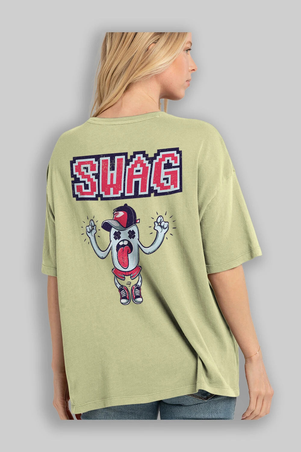 Swag Arka Baskılı Oversize t-shirt Erkek Kadın Unisex