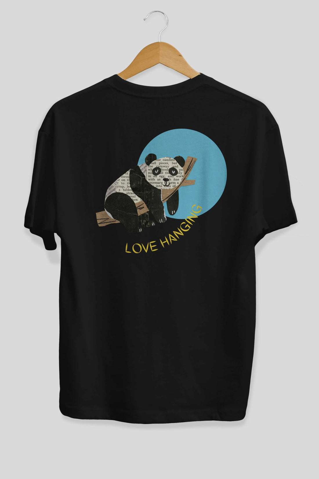 Panda Love Hanging Arka Baskılı Oversize t-shirt Erkek Kadın Unisex