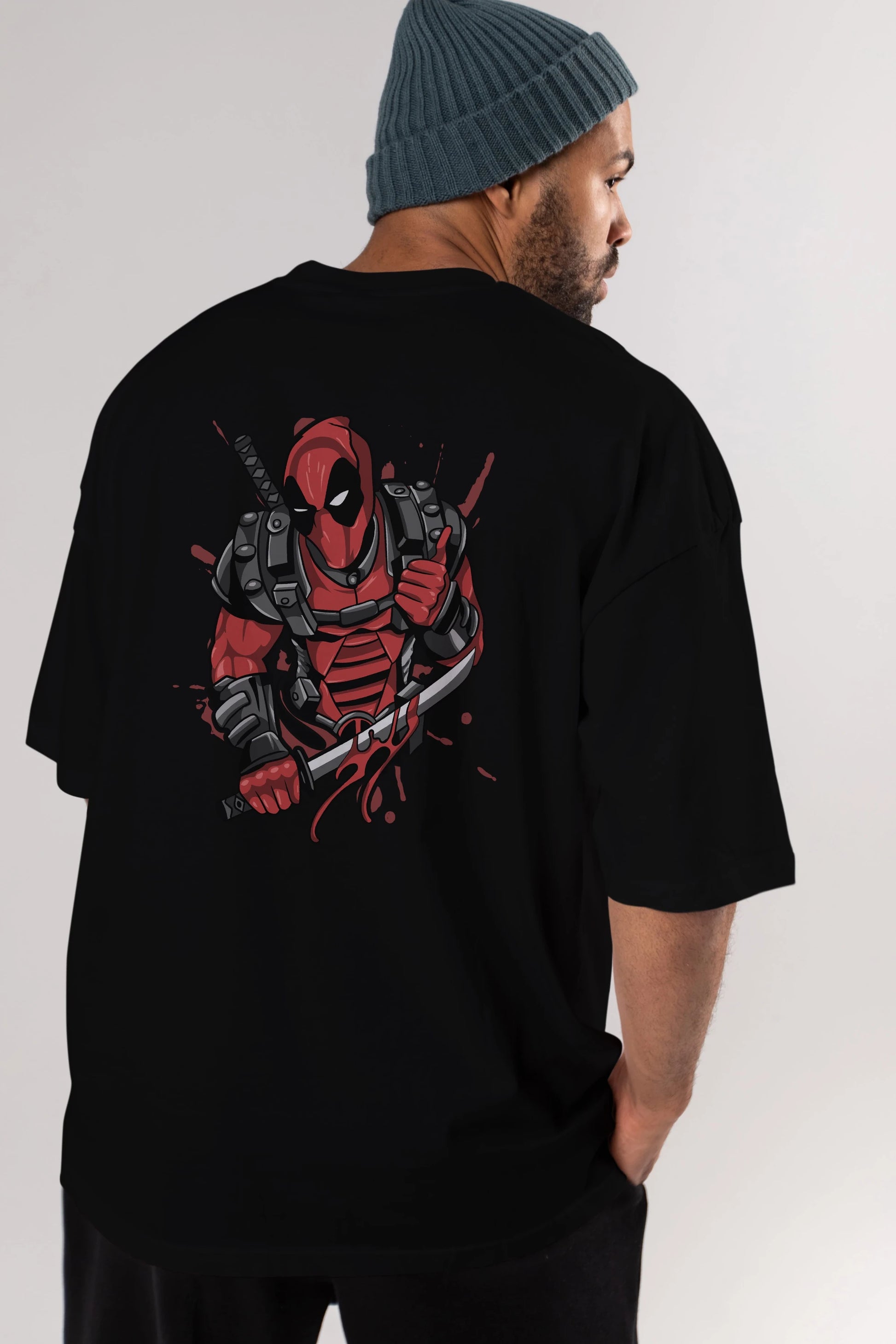 Deadpool (12) Arka Baskılı Oversize t-shirt Erkek Kadın Unisex %100 Pamuk Bisiklet Yaka tişort