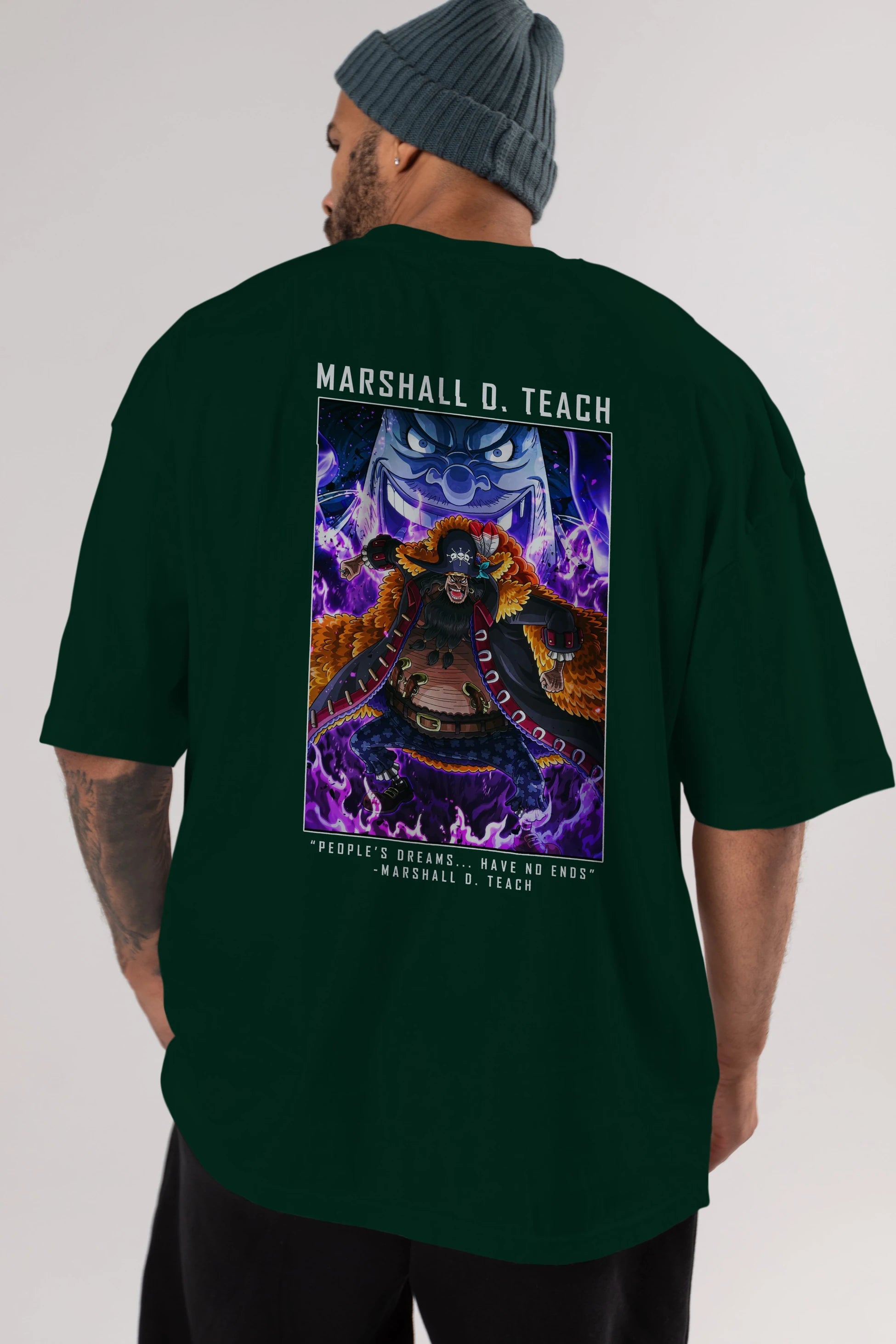 Blackbeard Anime Arka Baskılı Oversize t-shirt Erkek Kadın Unisex %100 pamuk tişort