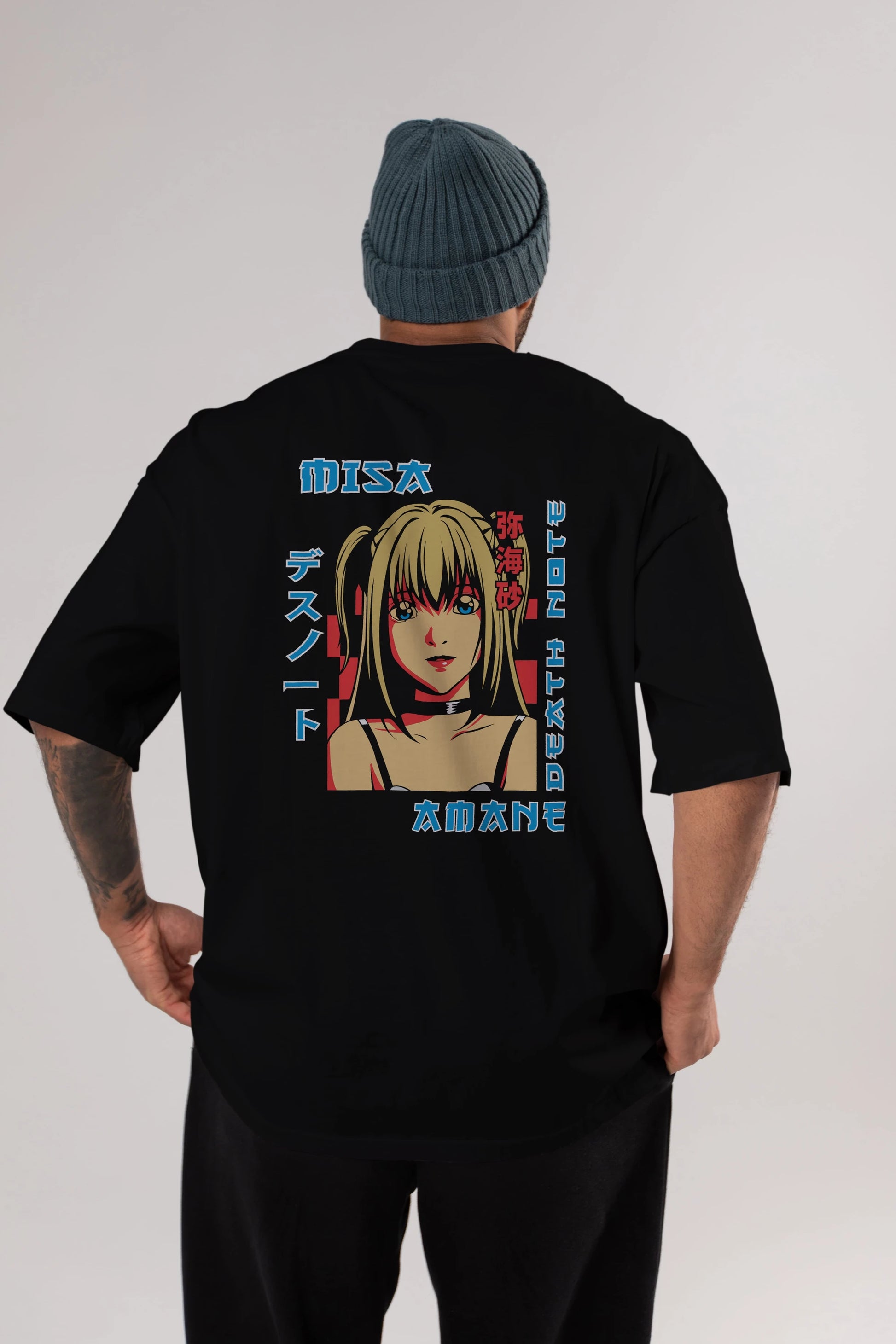MISA-DEATH NOTE Anime Arka Baskılı Oversize t-shirt Erkek Kadın Unisex