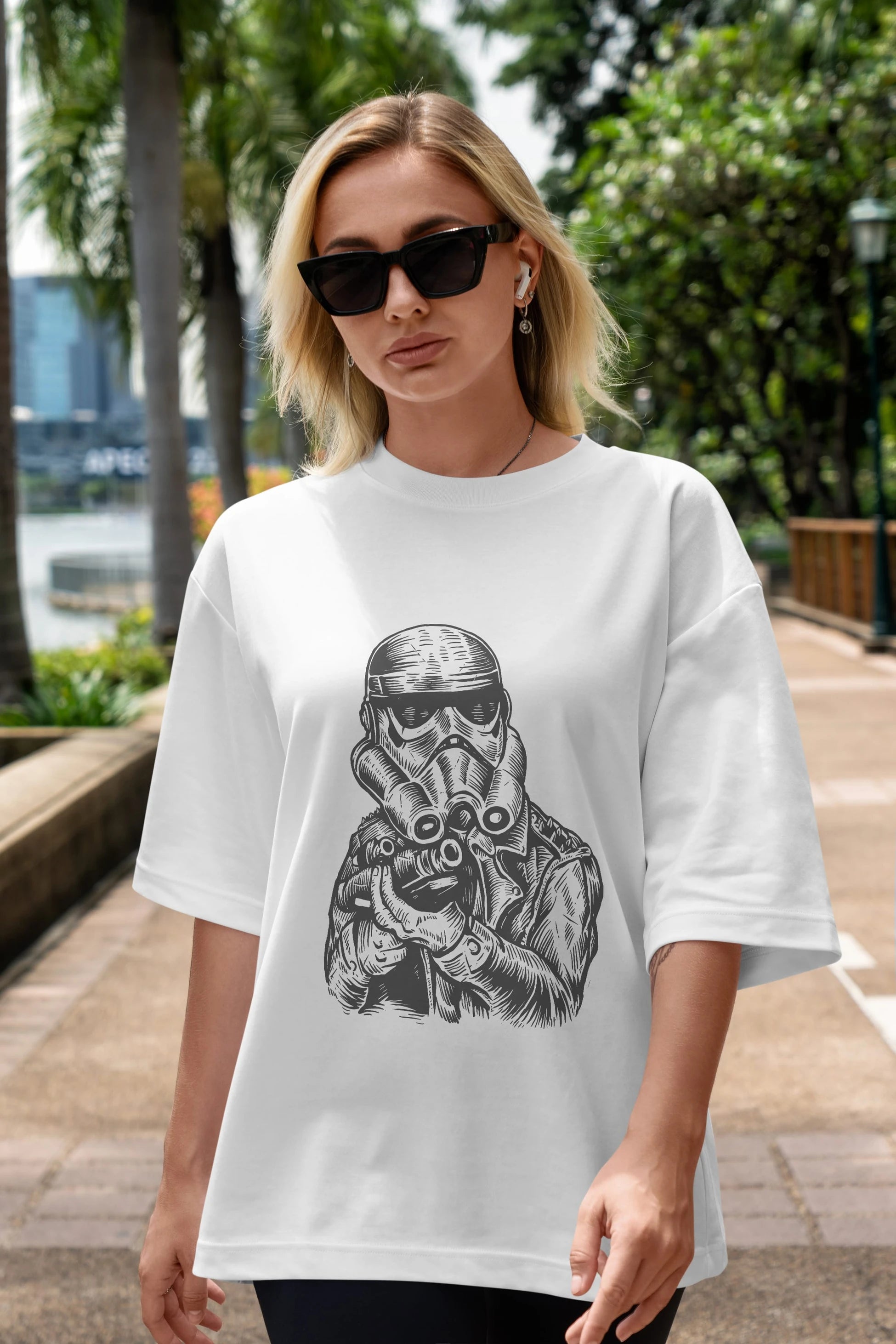 Punktrooper Ön Baskılı Oversize t-shirt Erkek Kadın Unisex %100 Pamuk tişort