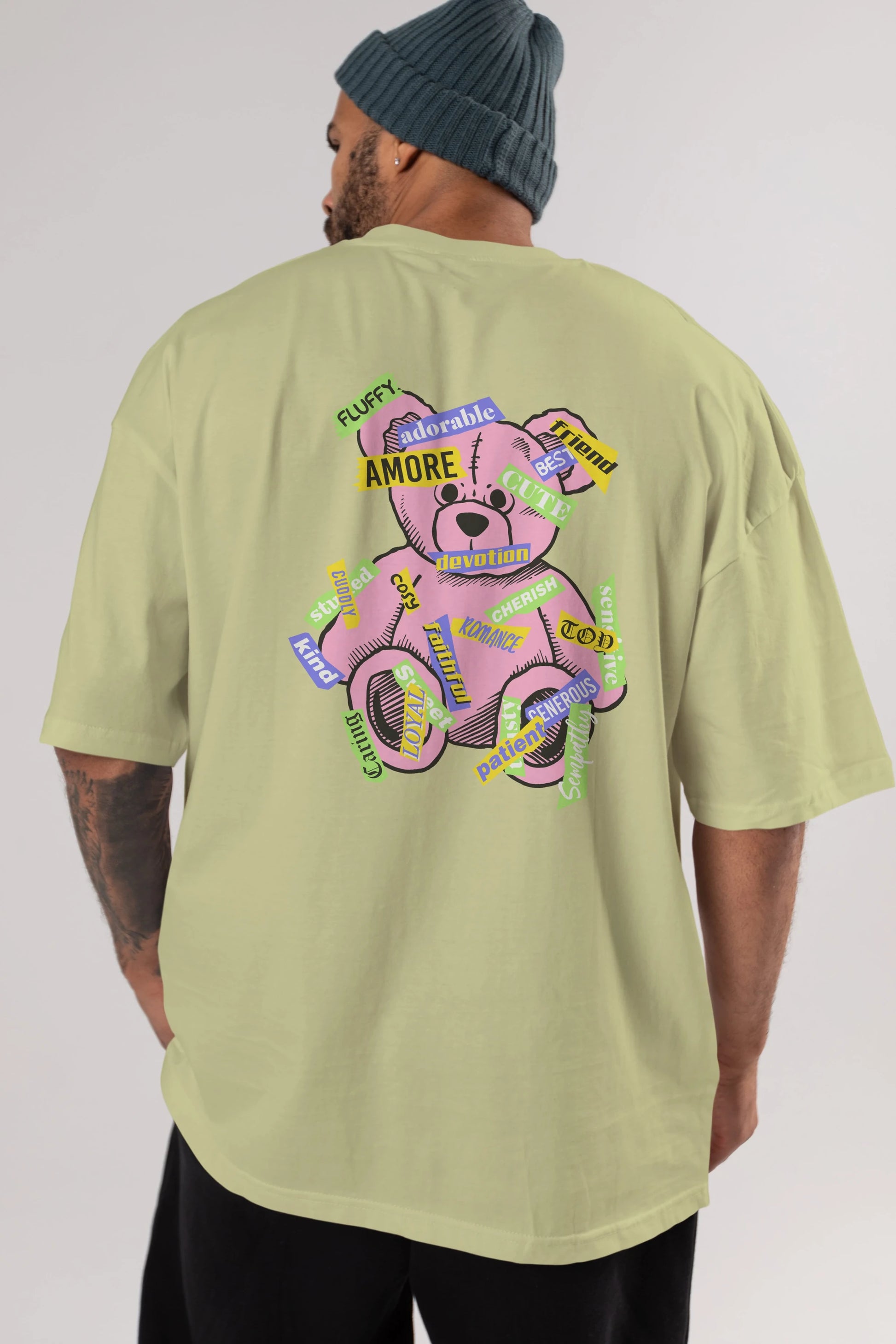 Teddy Bear Cute Arka Baskılı Oversize t-shirt Erkek Kadın Unisex