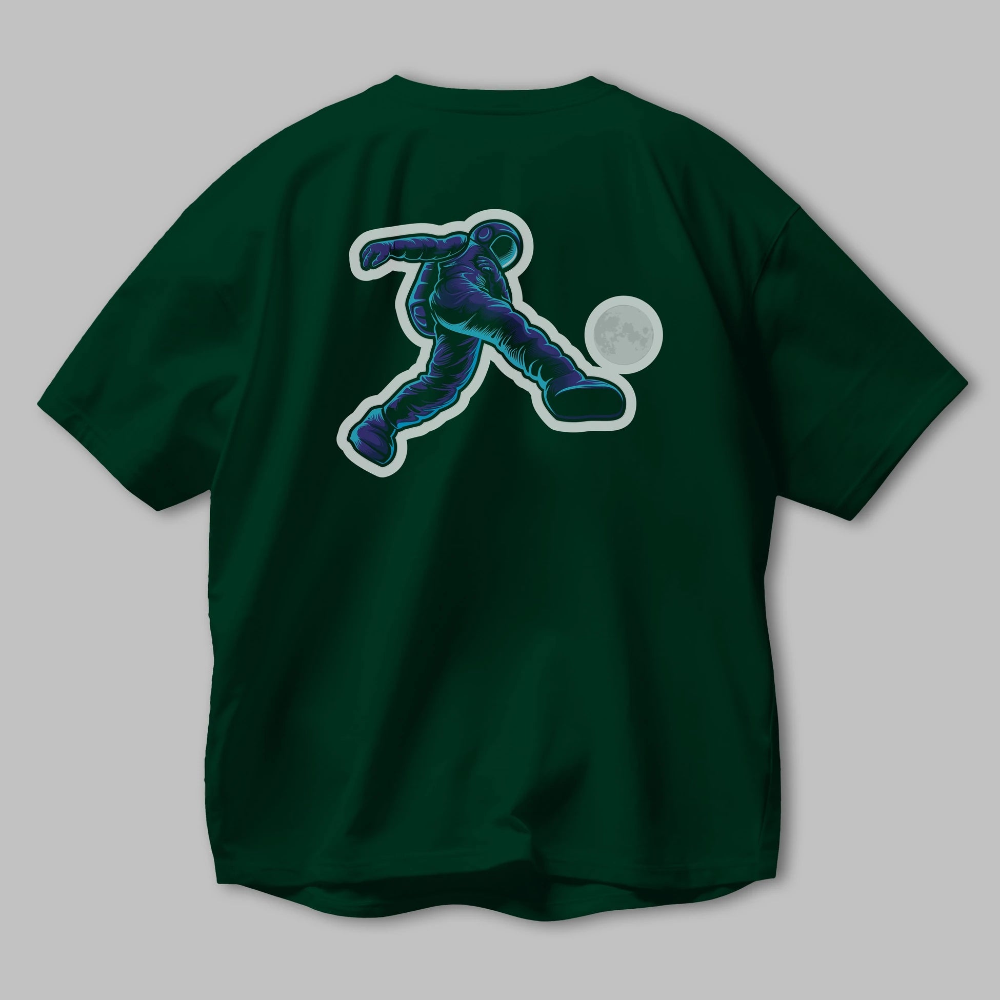 Astroball in Space Sticker Arka Baskılı Oversize t-shirt Erkek Kadın Unisex