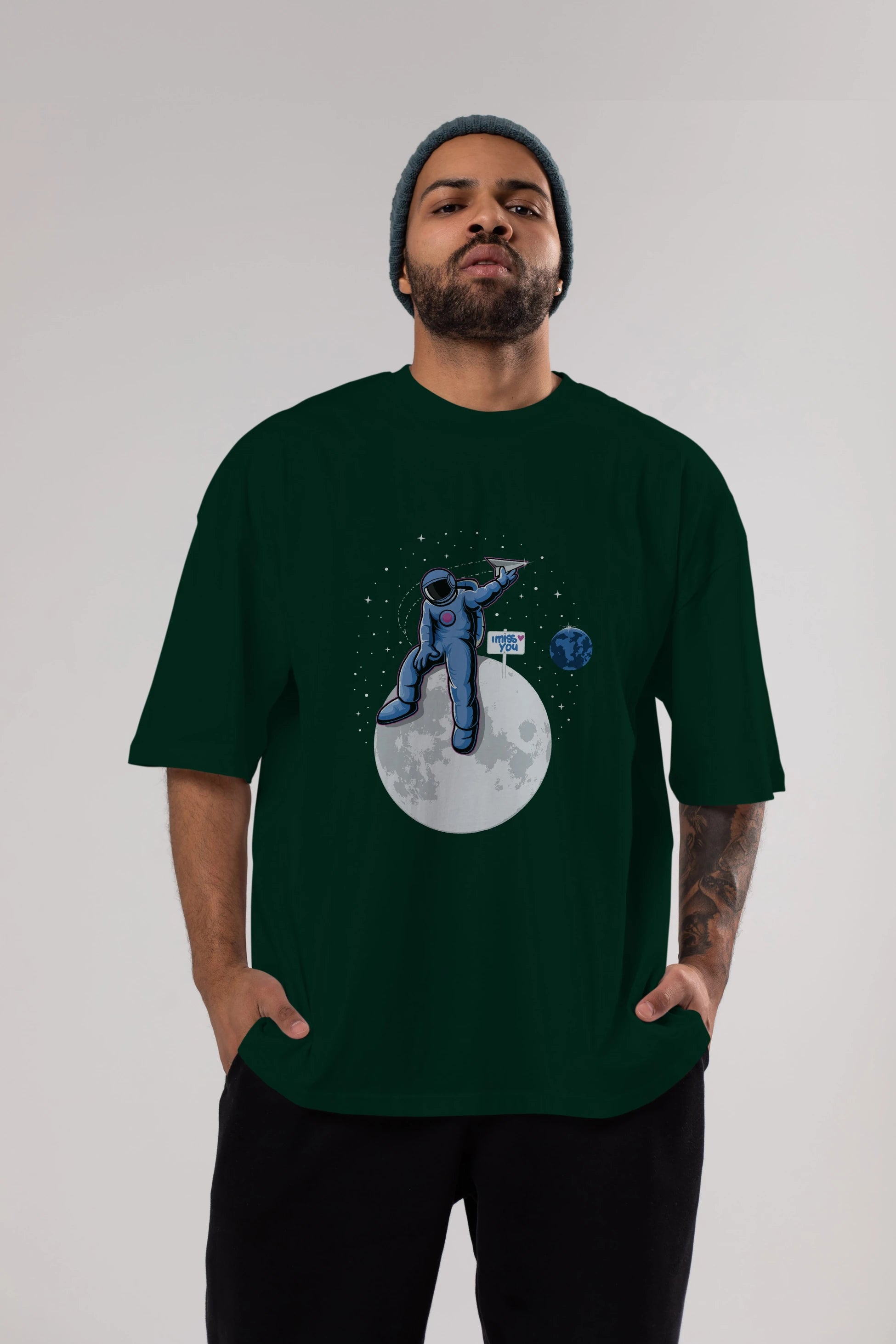 Astro Missing Earth Ön Baskılı Oversize t-shirt Erkek Kadın Unisex