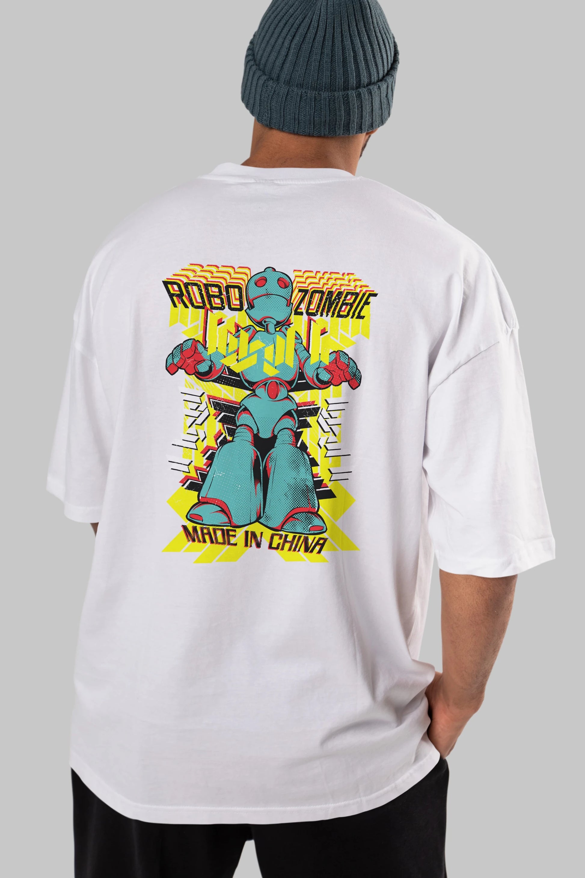 Robo Zombie Arka Baskılı Oversize t-shirt Erkek Kadın Unisex