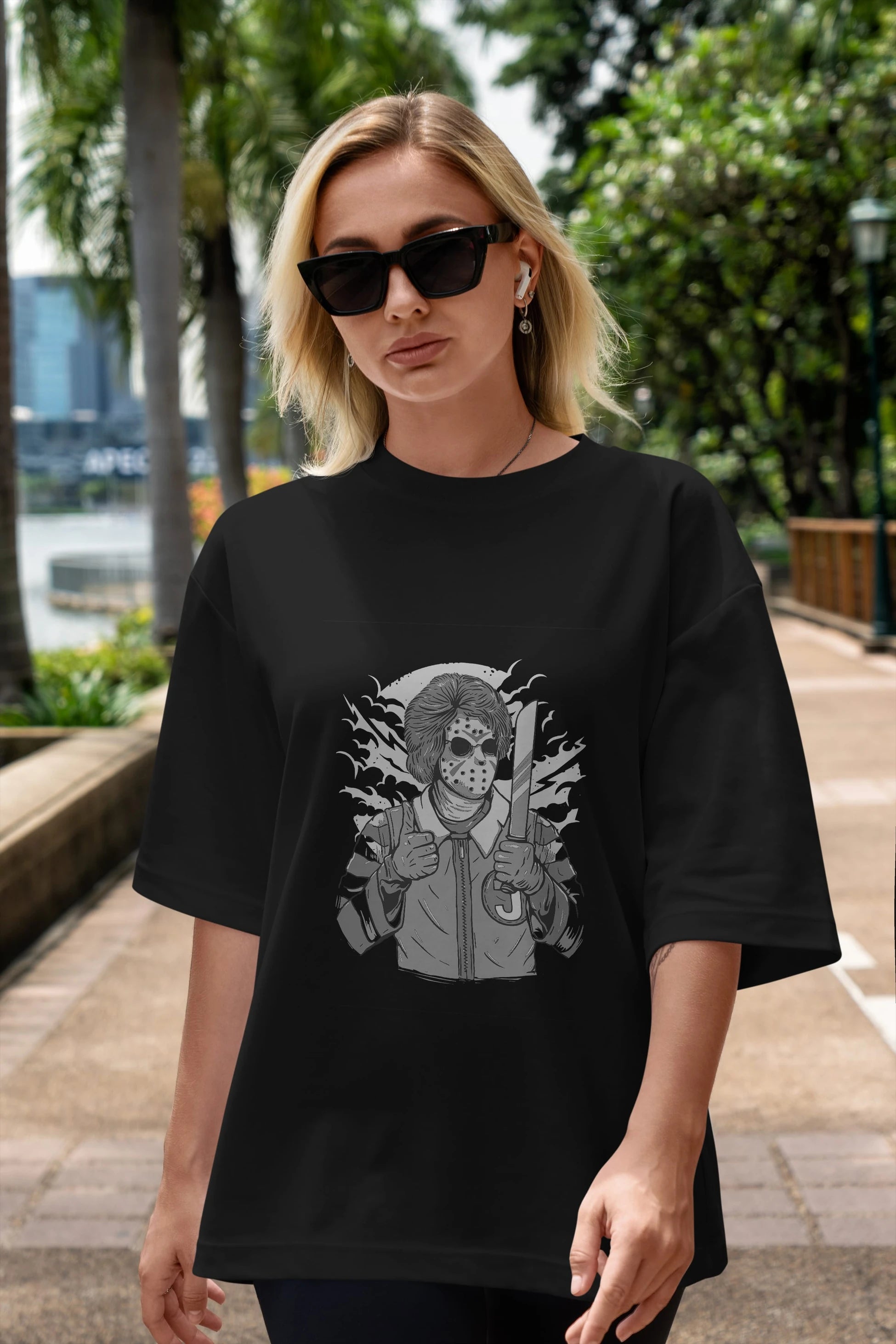 Clown Killer Ön Baskılı Oversize t-shirt Erkek Kadın Unisex %100 Pamuk tişort