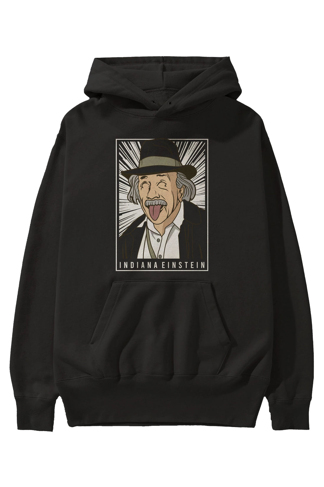 Indiana Jones Einstein Ön Baskılı Hoodie Oversize Kapüşonlu Sweatshirt Erkek Kadın Unisex