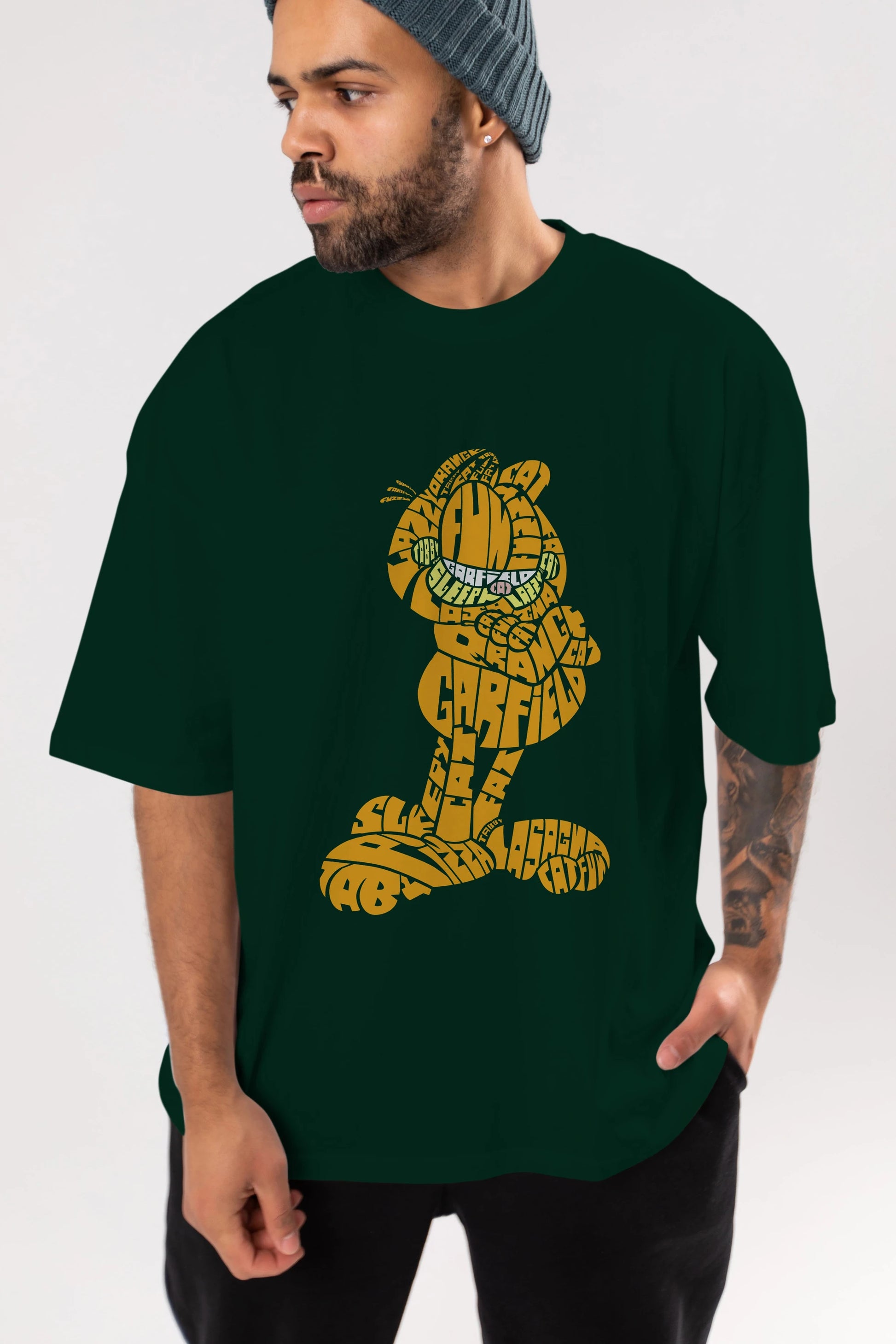Garfield Ön Baskılı Oversize t-shirt %100 pamuk Erkek Kadın Unisex