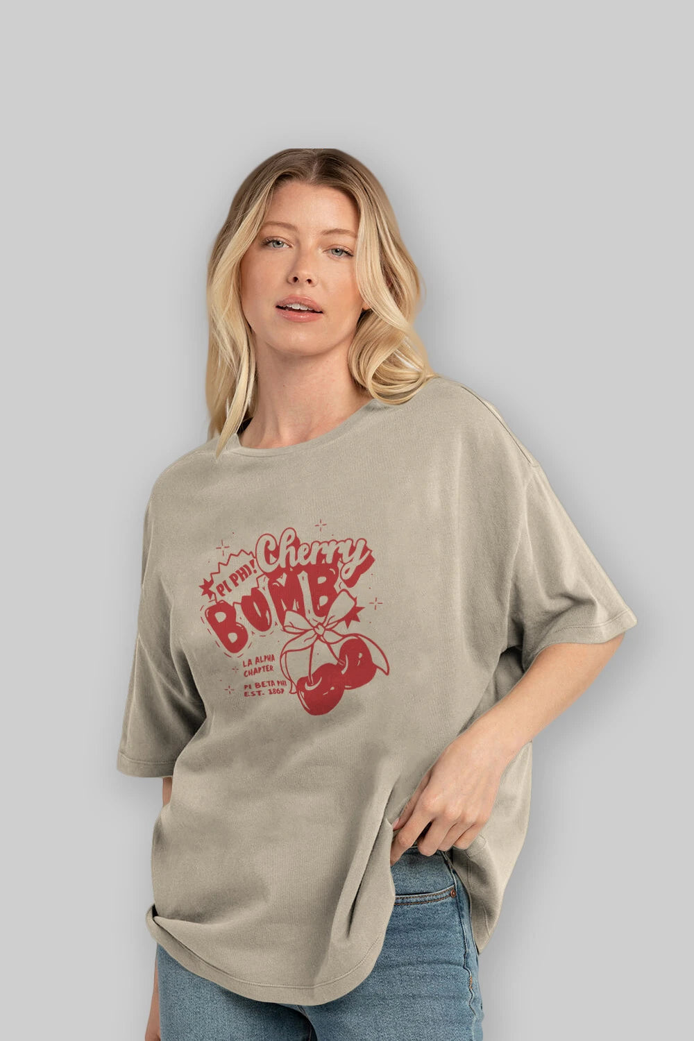 Cherry Bomb Cherries Ön Baskılı Oversize t-shirt Erkek Kadın Pamuk Bisiklet Yaka tişort