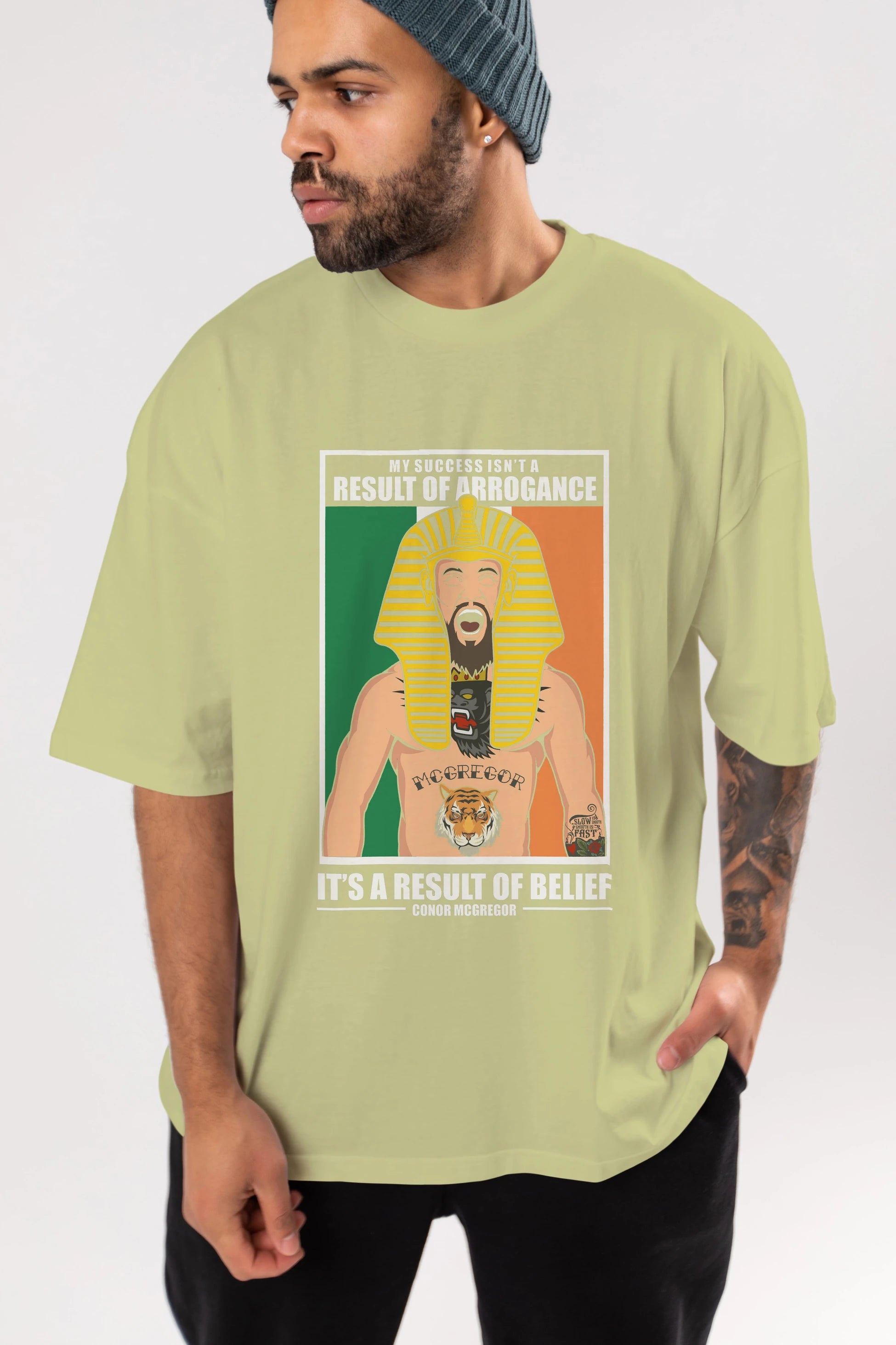 McGregor Pharaoh Ön Baskılı Oversize t-shirt Erkek Kadın Unisex %100 Pamuk tişort