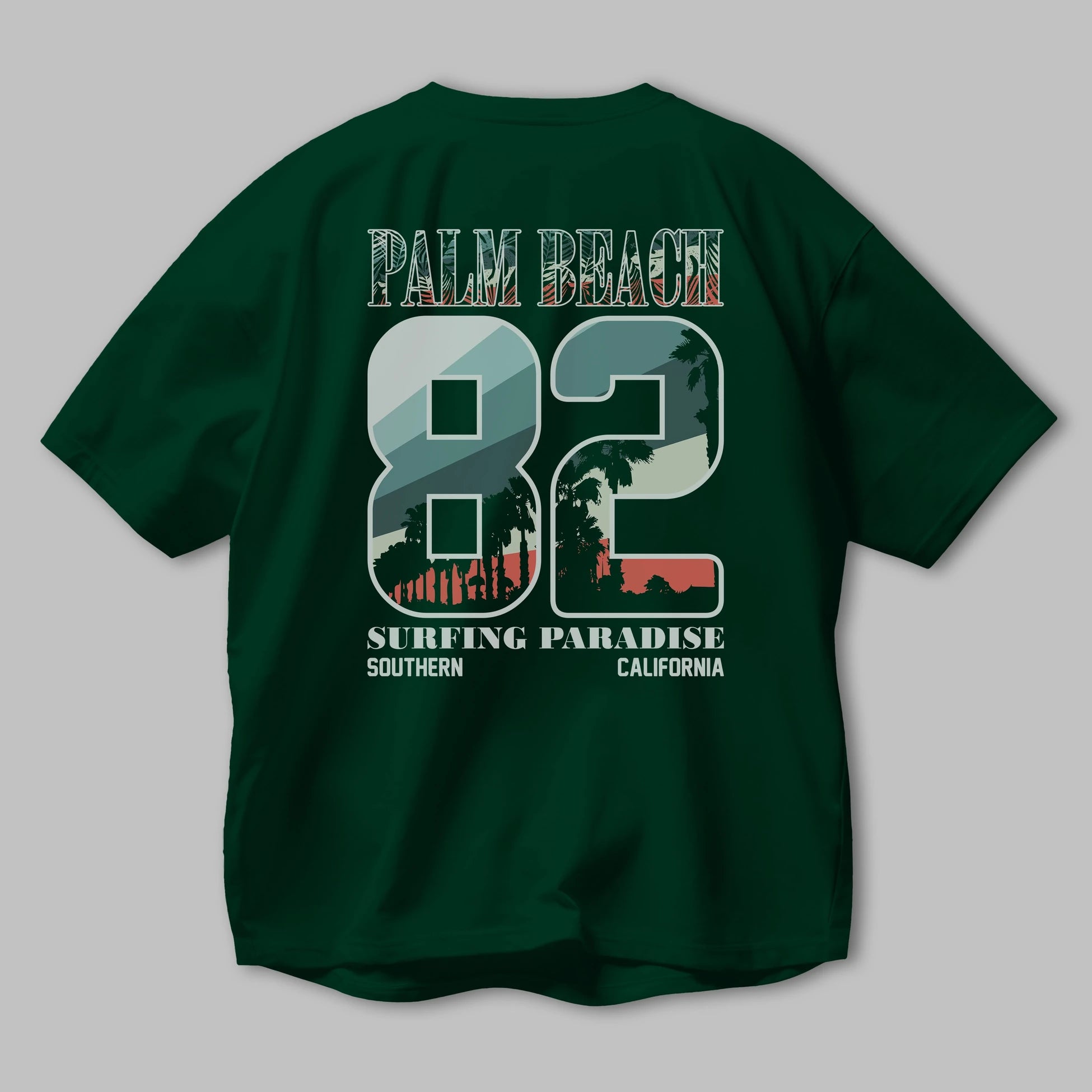 Palm Beach 82 Arka Baskılı Oversize t-shirt Erkek Kadın Unisex