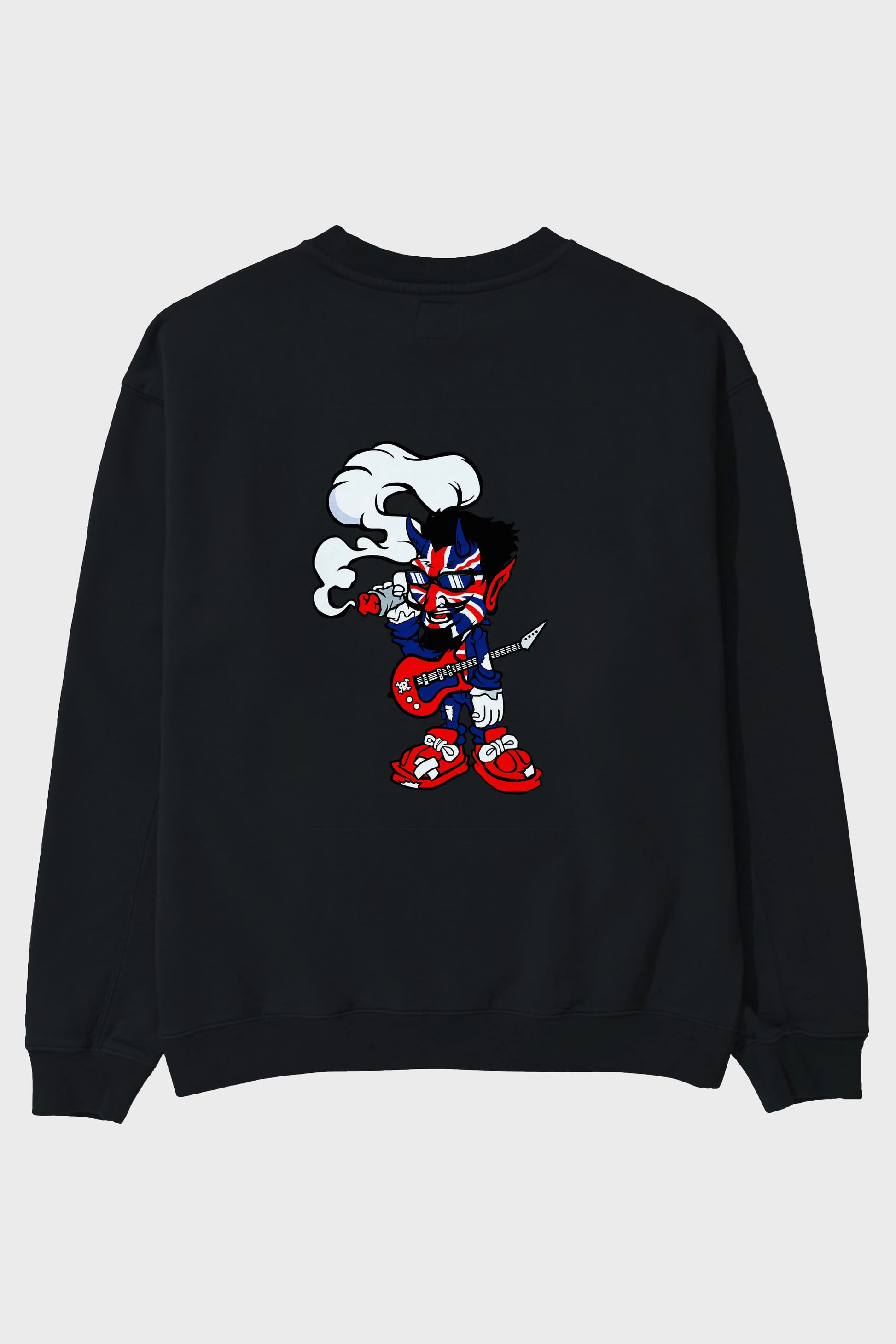 Uk Devil Rockstar Arka Baskılı Oversize Sweatshirt Erkek Kadın Unisex