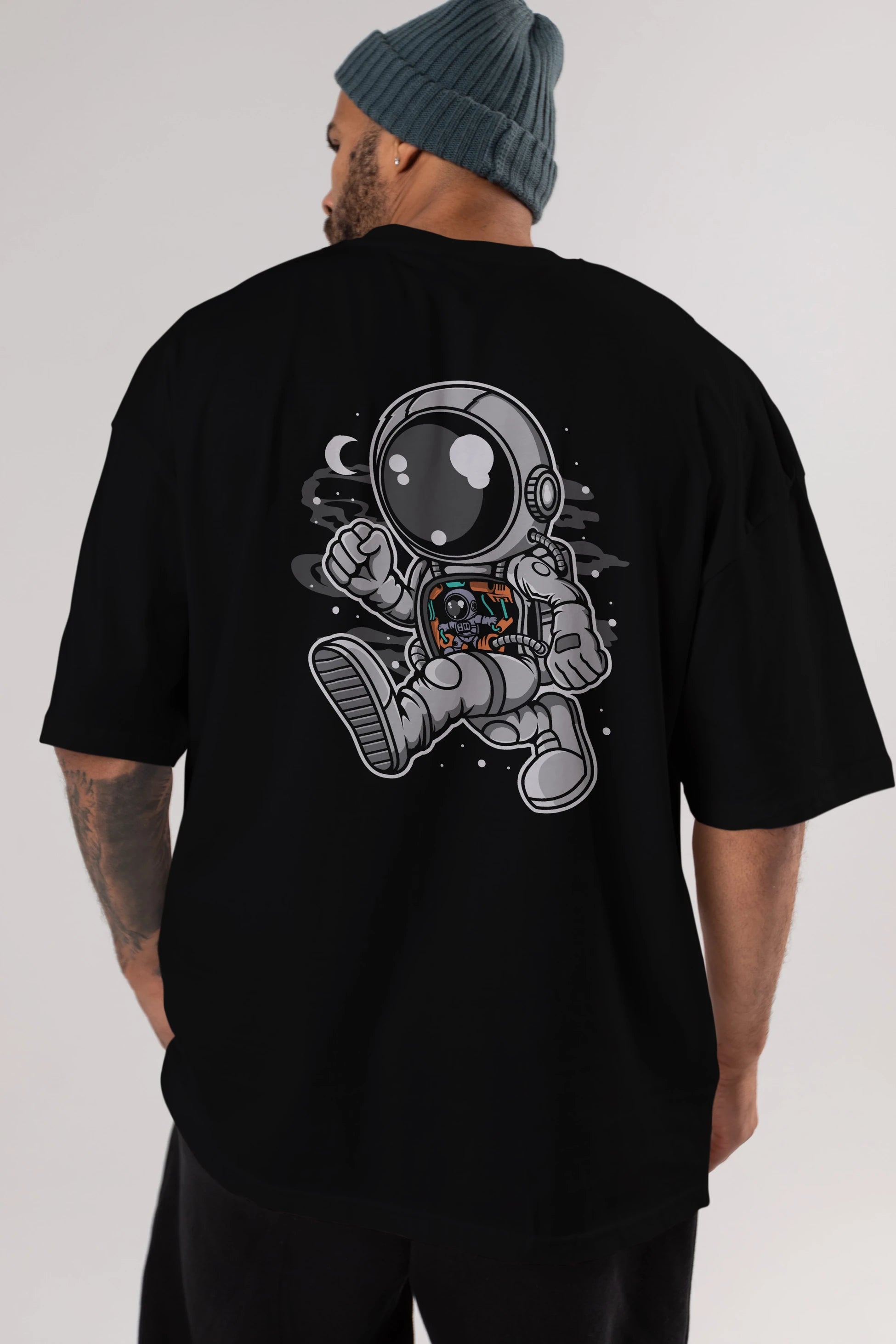 Astronaut Robotic Machine Arka Baskılı Oversize t-shirt Erkek Kadın Unisex
