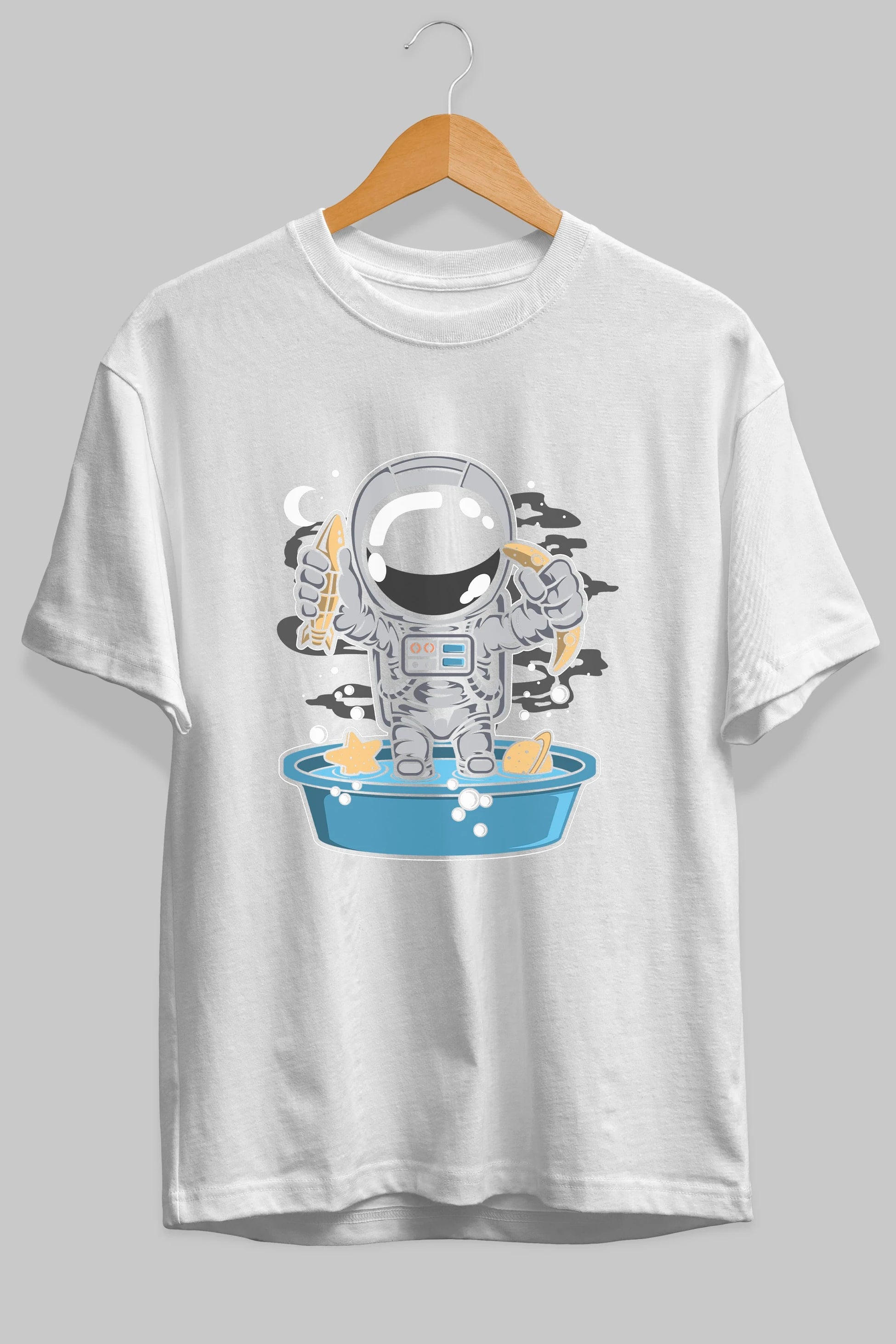 Astronaut Bath Tub Ön Baskılı Oversize t-shirt Erkek Kadın Unisex