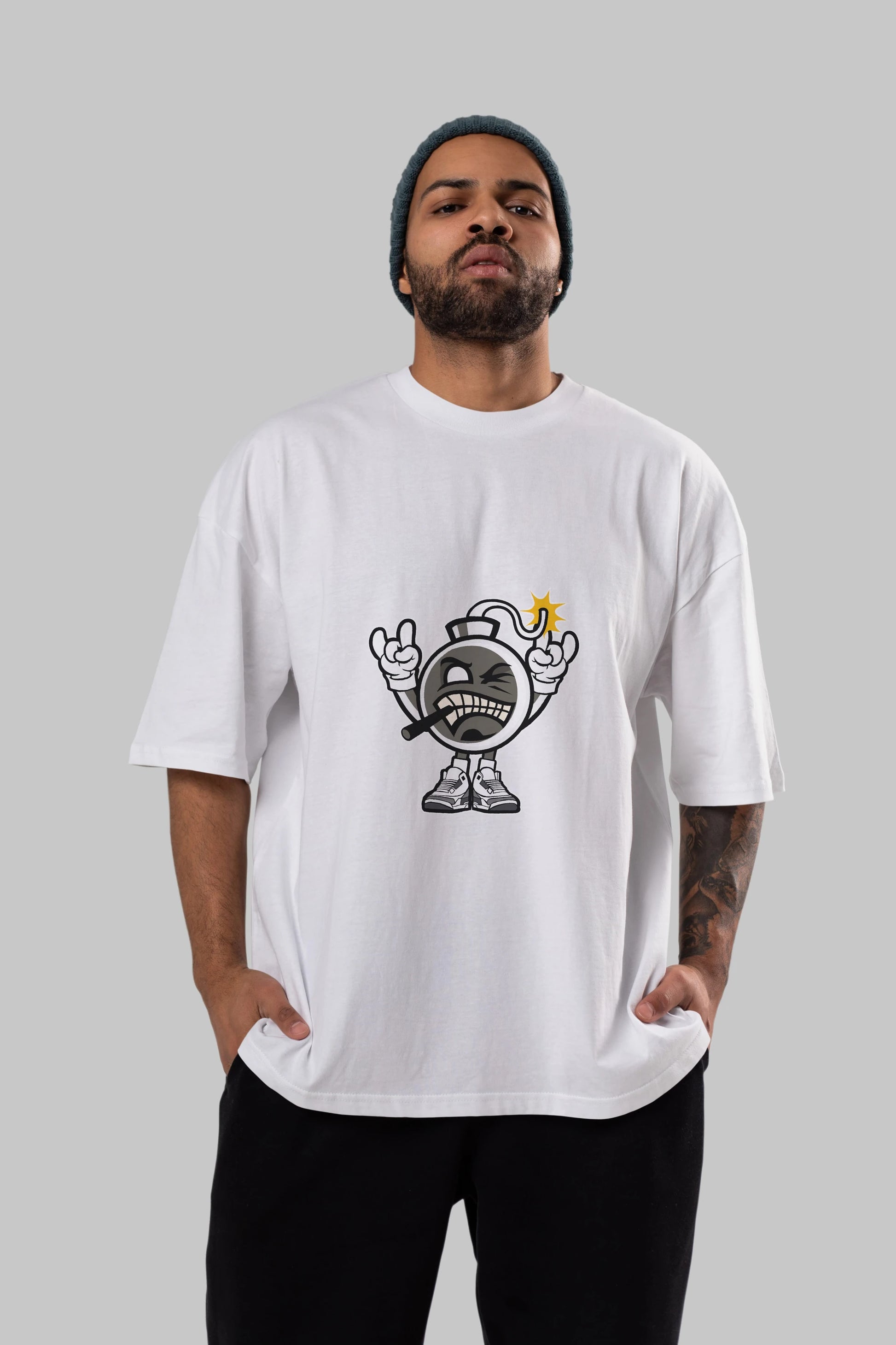 Evil Bomb Ön Baskılı Oversize t-shirt Erkek Kadın Unisex %100 Pamuk tişort