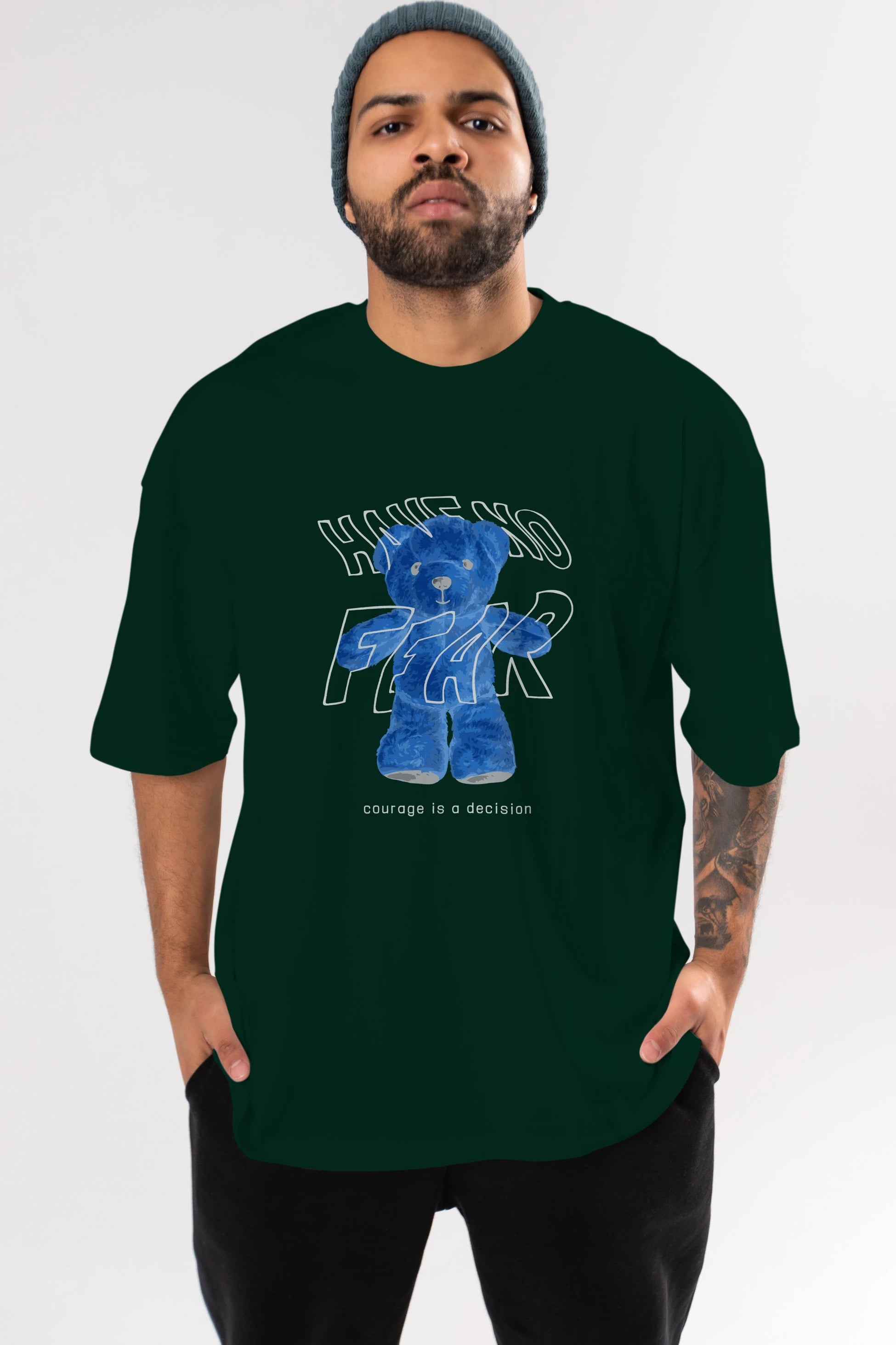 Have no Fear Bear Ön Baskılı Oversize t-shirt Erkek Kadın Unisex