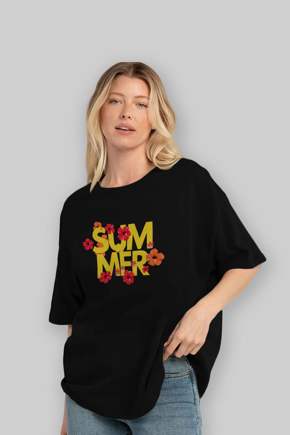 Summer Yazılı 2 Ön Baskılı Oversize t-shirt Erkek Kadın Unisex