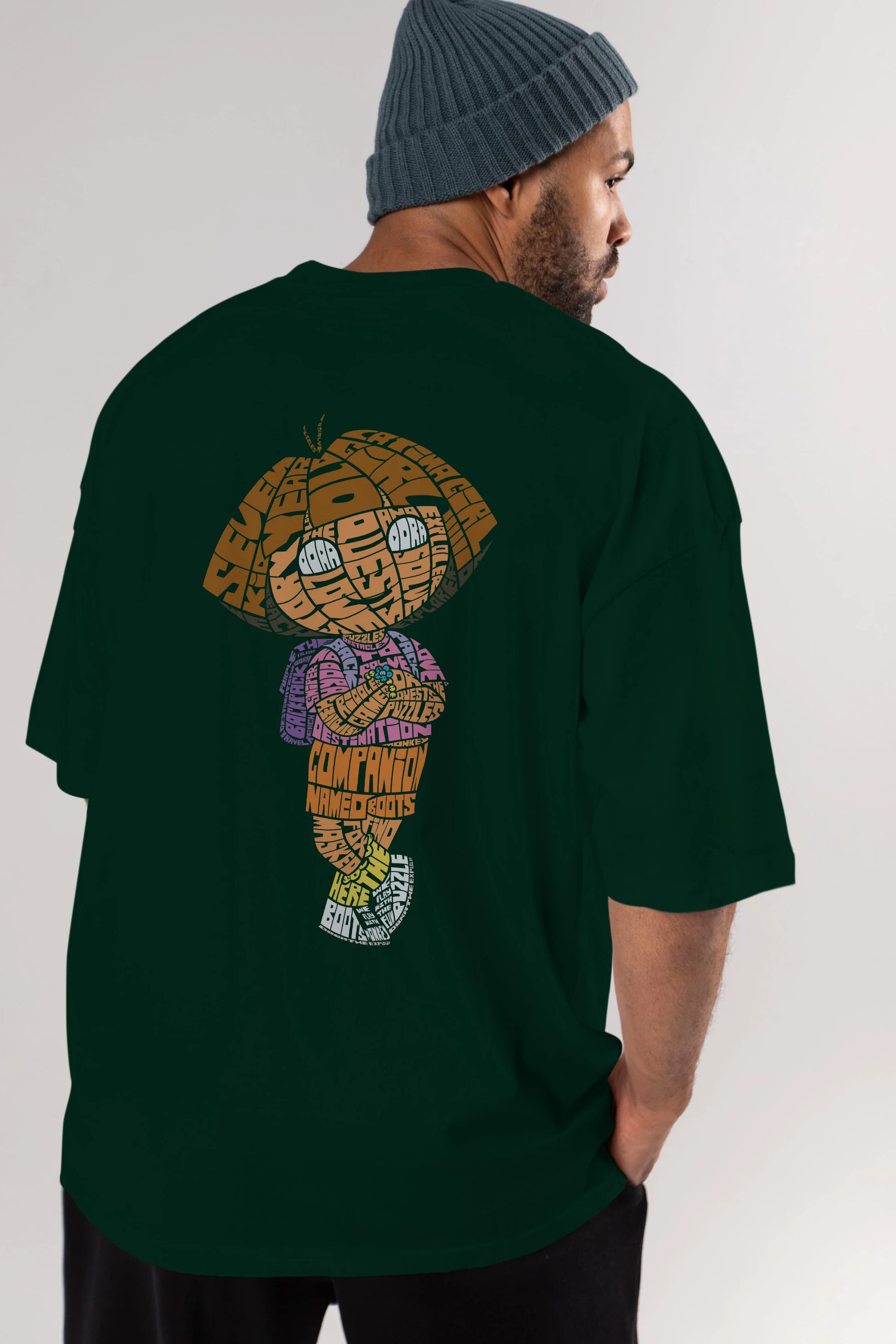 Dora Arka Baskılı Oversize t-shirt %100 pamuk Erkek Kadın Unisex