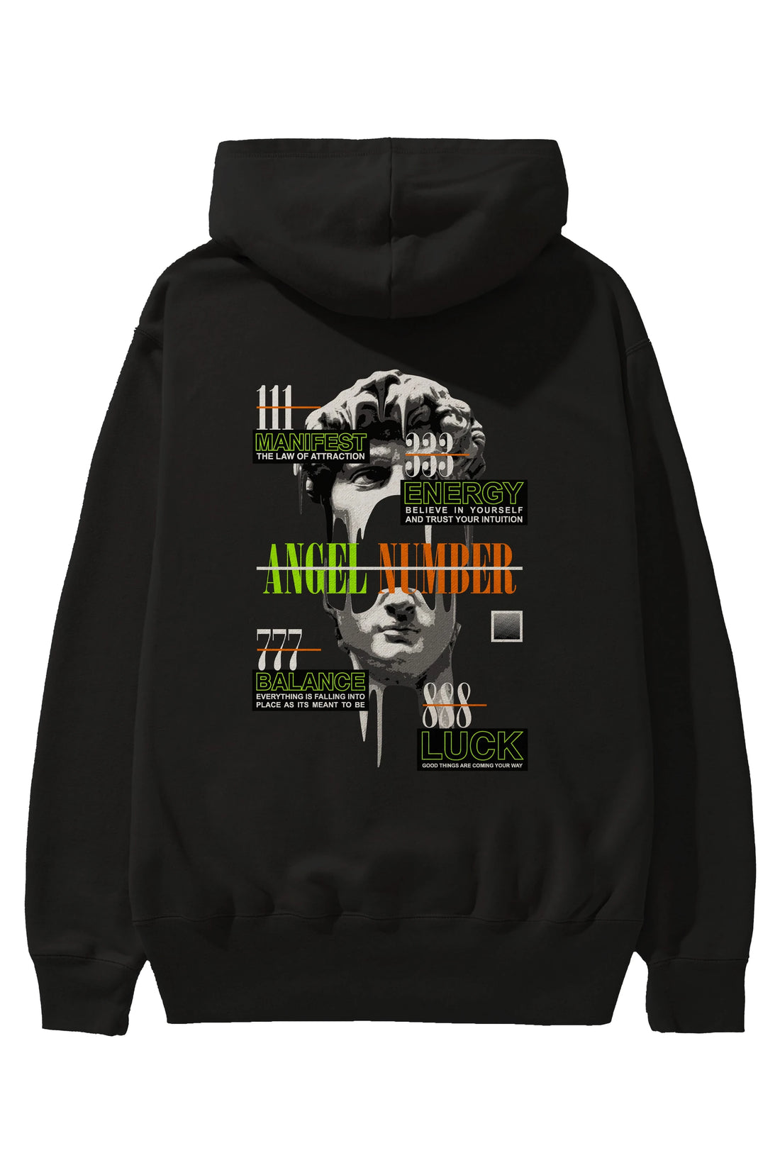 Angel Number Arka Baskılı Hoodie Oversize Kapüşonlu Sweatshirt Erkek Kadın Unisex