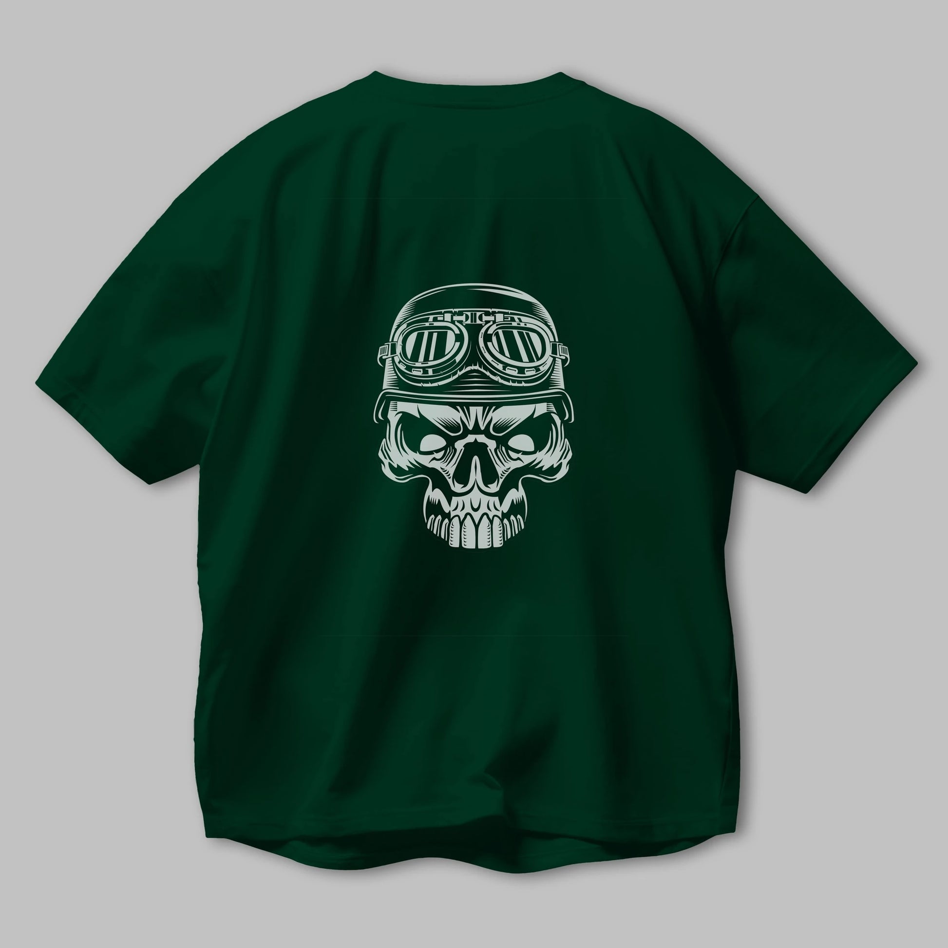 Biker Skull Helmet Arka Baskılı Oversize t-shirt Erkek Kadın Unisex %100 Pamuk tişort