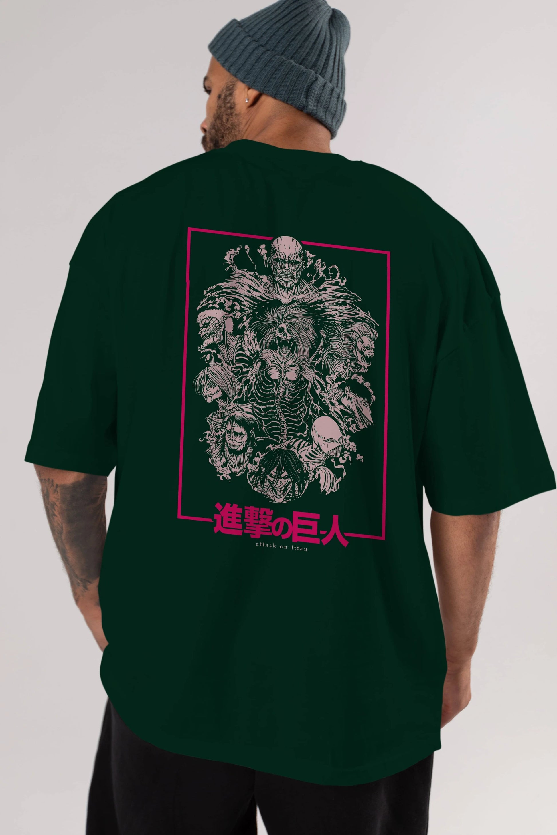 ATTACK ON TITANS Anime Arka Baskılı Oversize t-shirt Erkek Kadın Unisex
