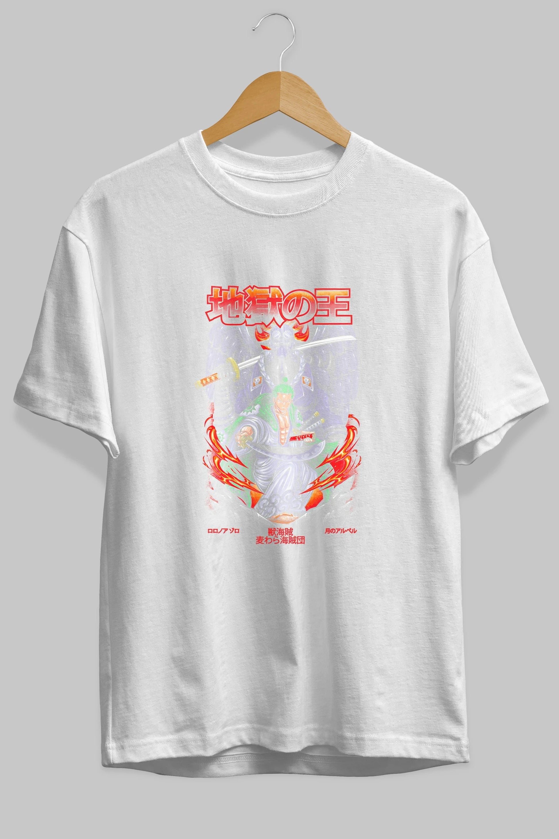 Roronoa Zoro 4 Anime Ön Baskılı Oversize t-shirt %100 pamuk Erkek Kadın Unisex