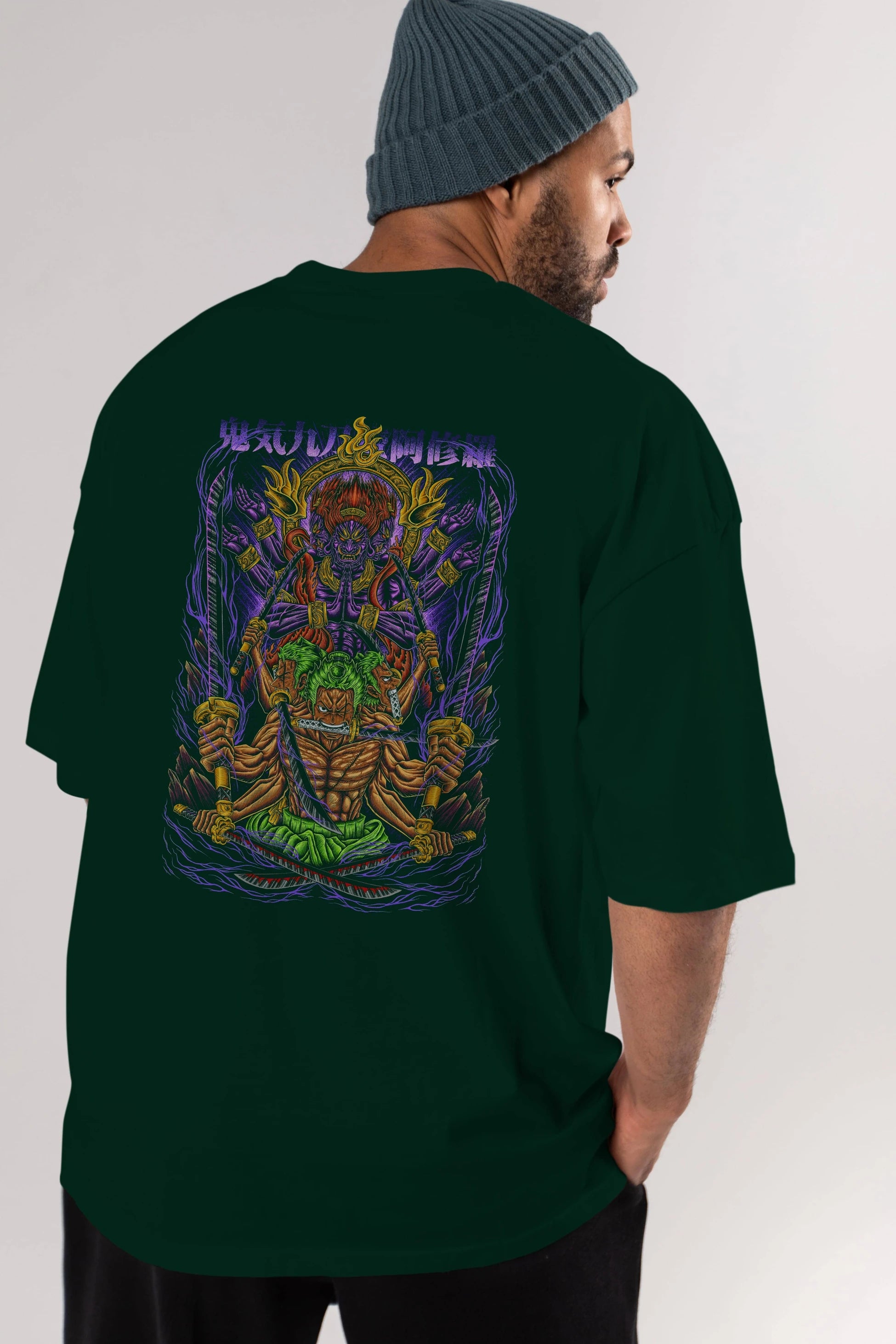 RORONOA ZORO 2 Anime Arka Baskılı Oversize t-shirt Erkek Kadın Unisex