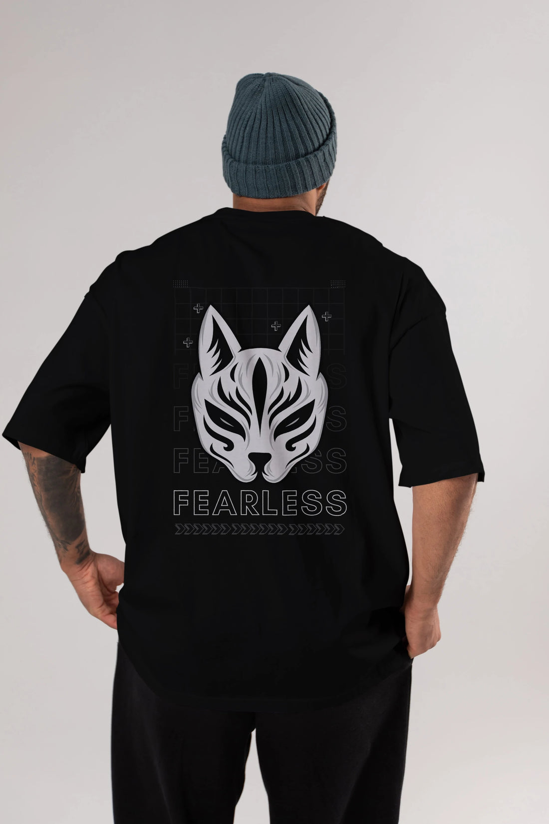 Fearless Yazılı Arka Baskılı Oversize t-shirt Erkek Kadın Unisex