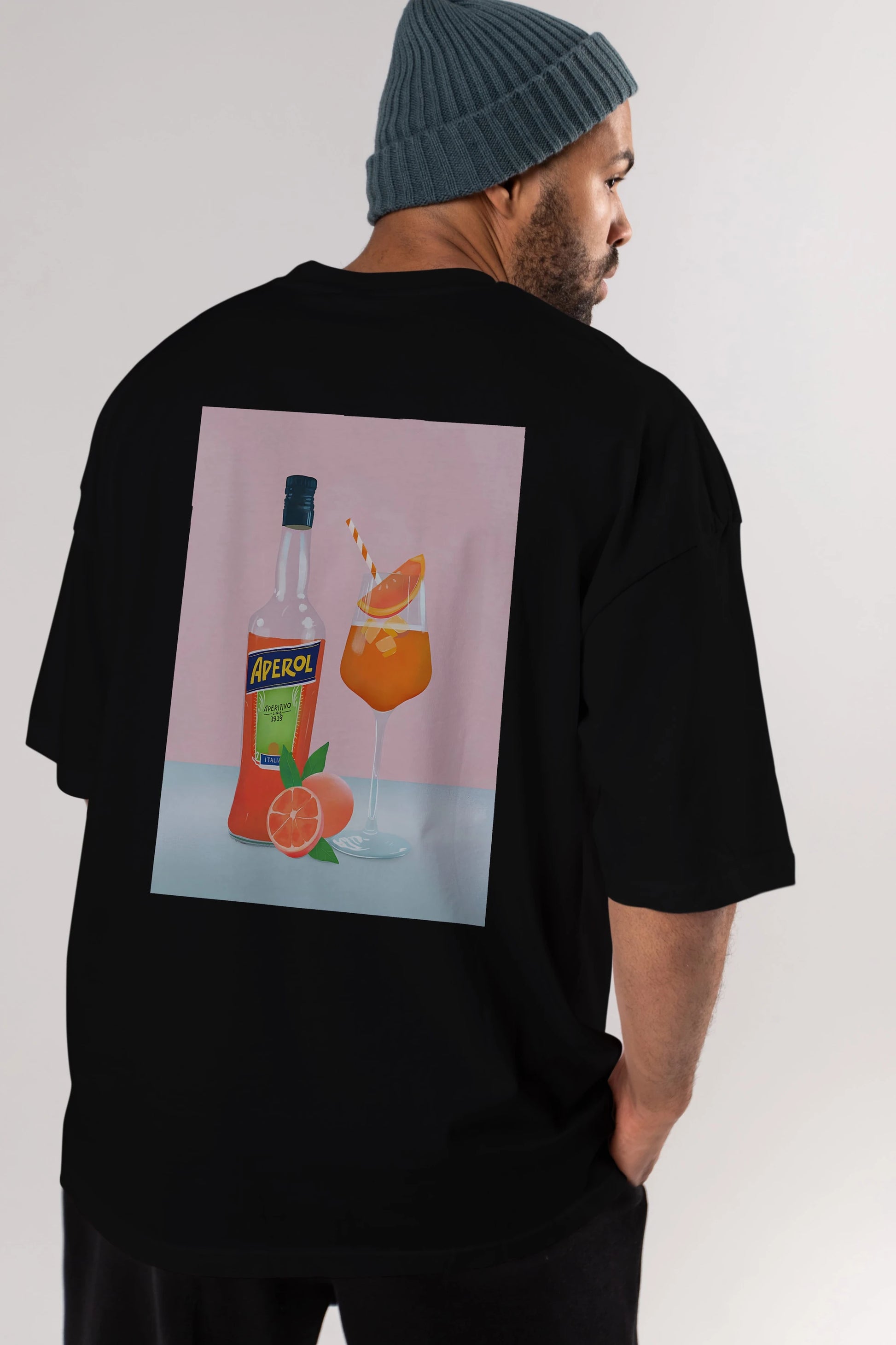 Aperol Spritz 3 Arka Baskılı Oversize t-shirt Erkek Kadın Unisex %100 Pamuk Bisiklet Yaka tişort