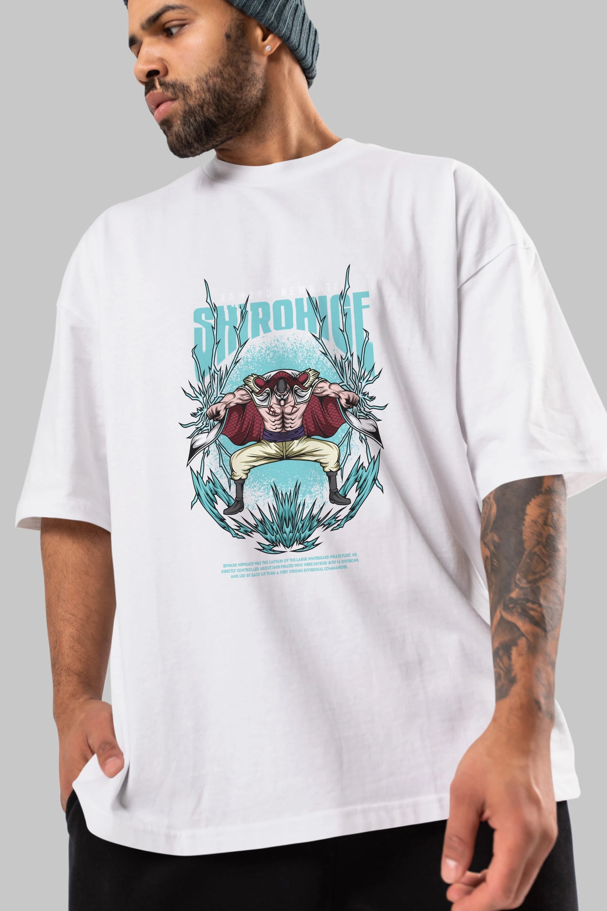 Shirohige Anime Ön Baskılı Oversize t-shirt %100 pamuk Erkek Kadın Unisex
