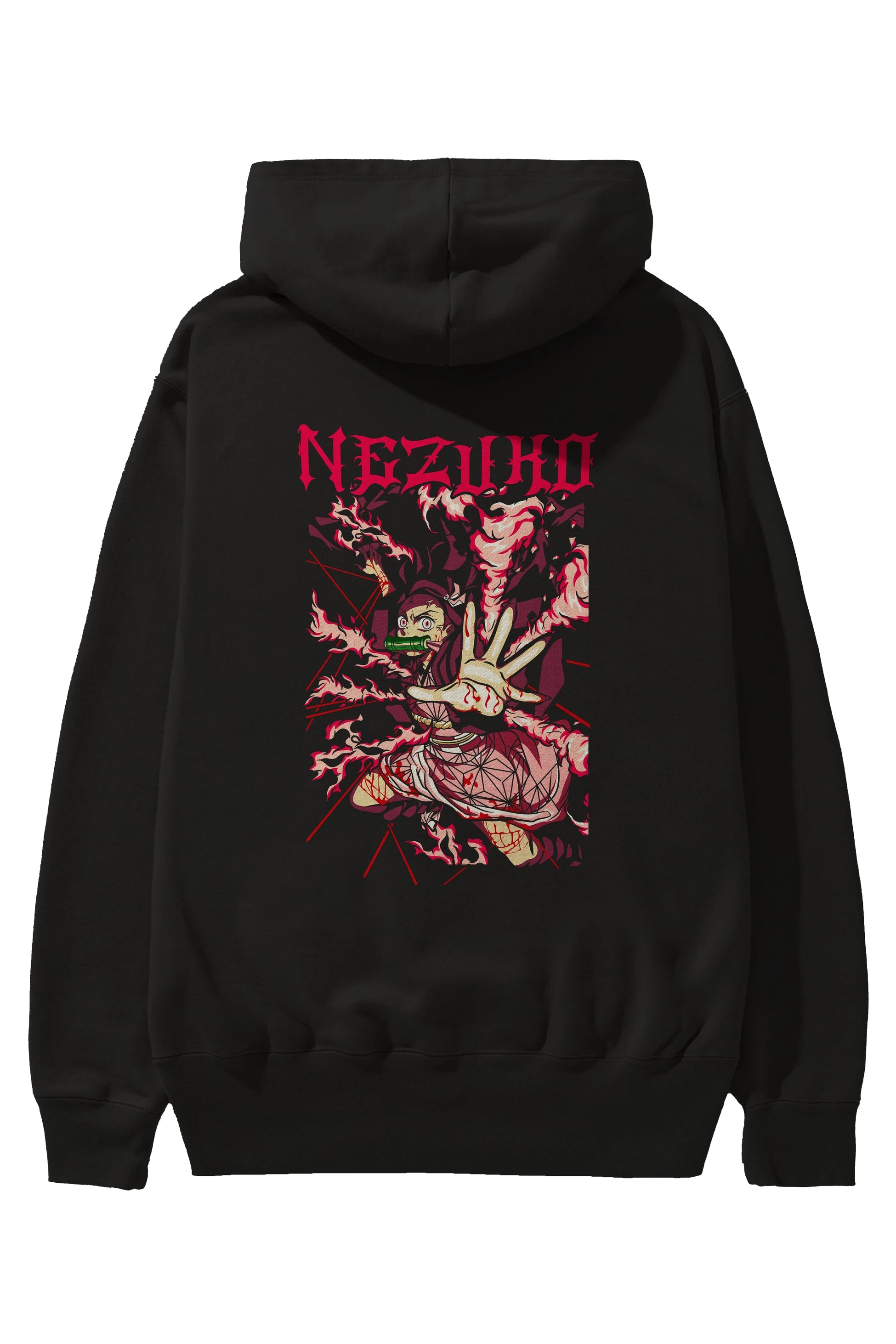 NEZUKO KAMADO Anime Arka Baskılı Hoodie Oversize Kapüşonlu Sweatshirt Erkek Kadın Unisex