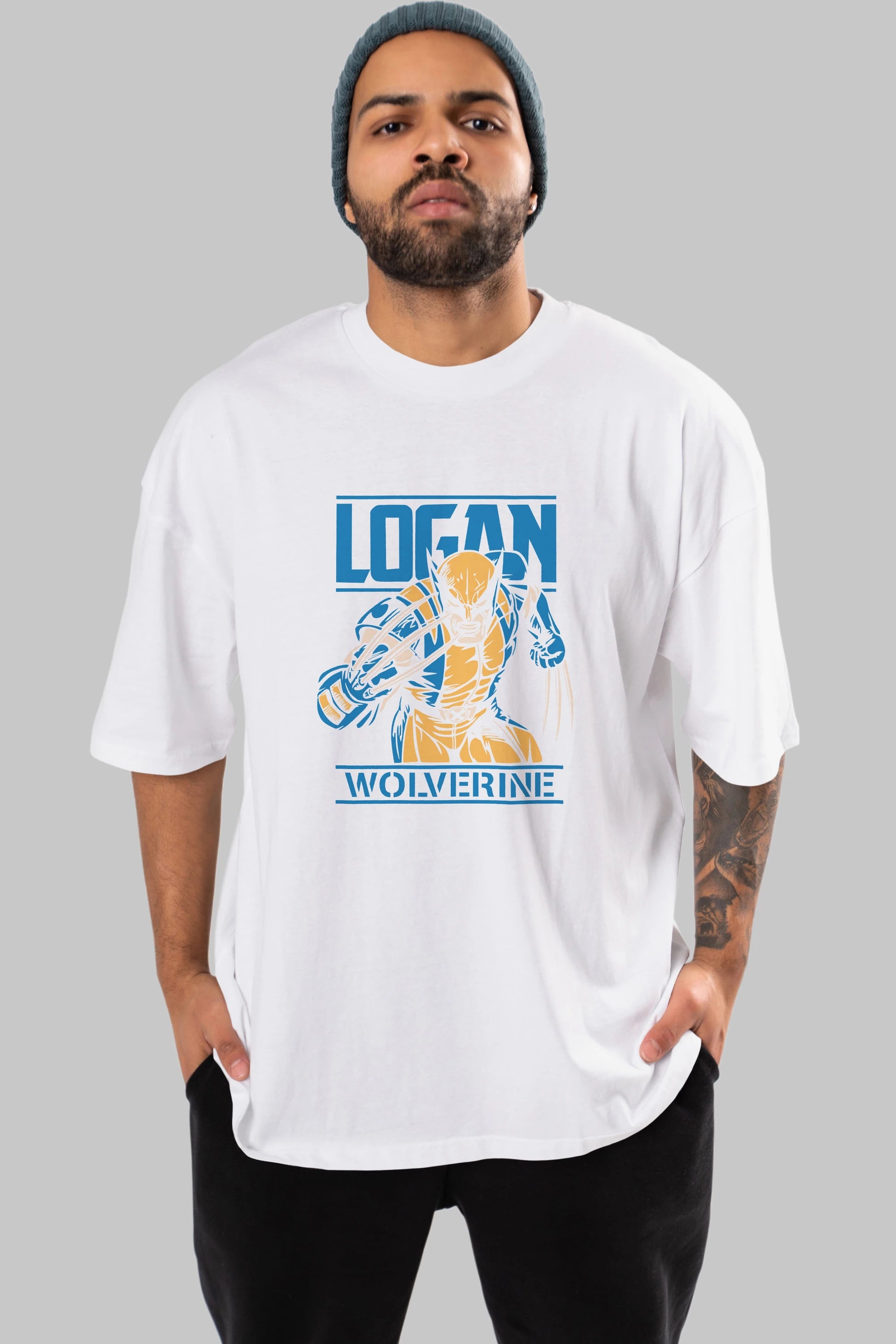 Wolverine Logan Ön Baskılı Oversize t-shirt Erkek Kadın Unisex %100 Pamuk Bisiklet Yaka tişort