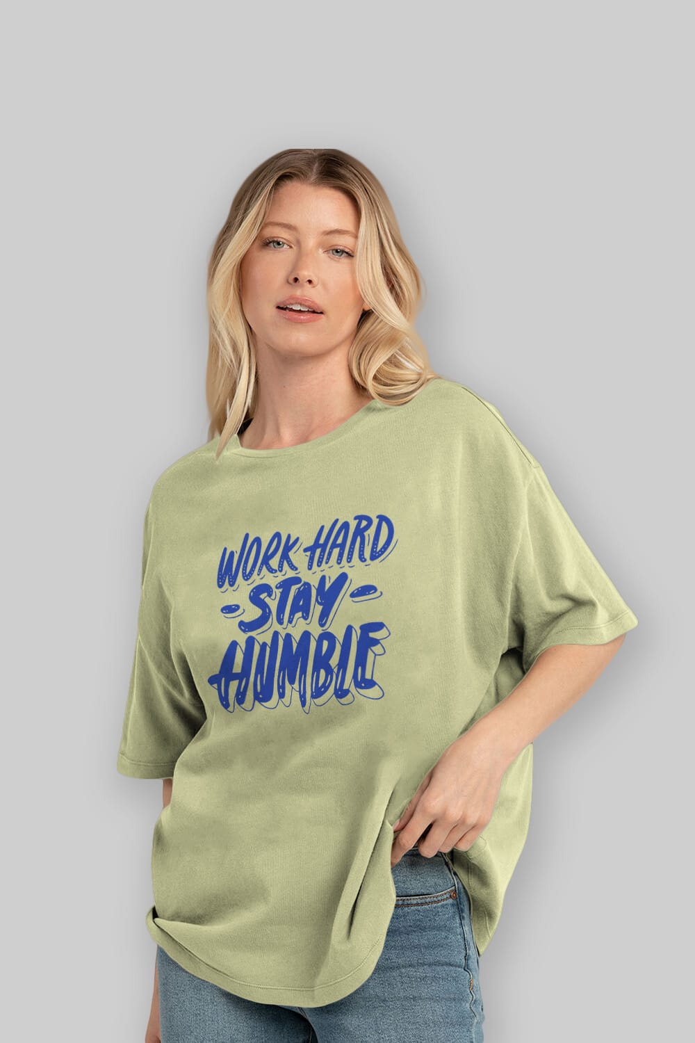 Word Hard Yazılı Ön Baskılı Oversize t-shirt Erkek Kadın Unisex