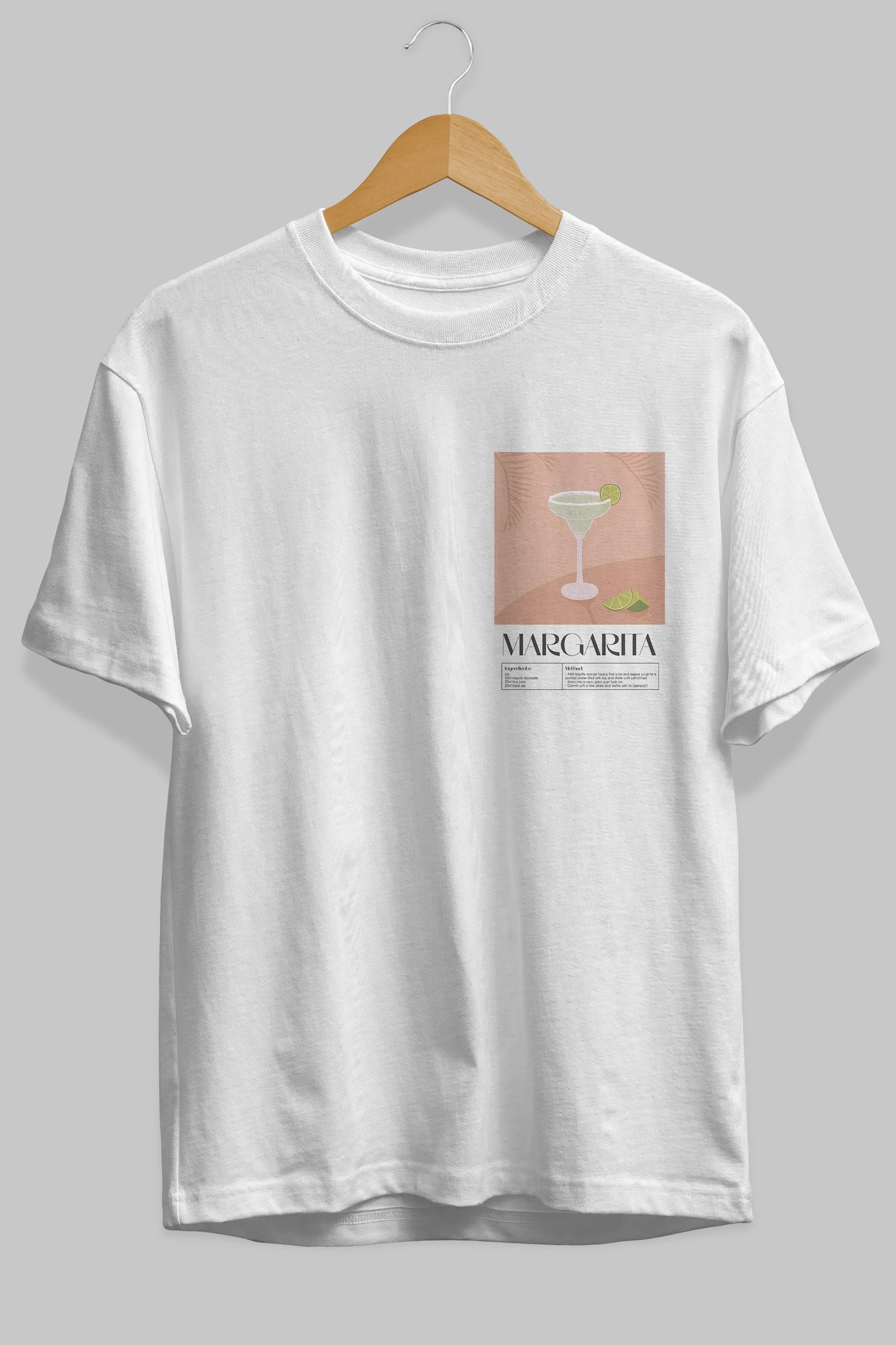 Margarita 5 Ön Sol Baskılı Oversize t-shirt Erkek Kadın Unisex %100 Pamuk Bisiklet Yaka tişort