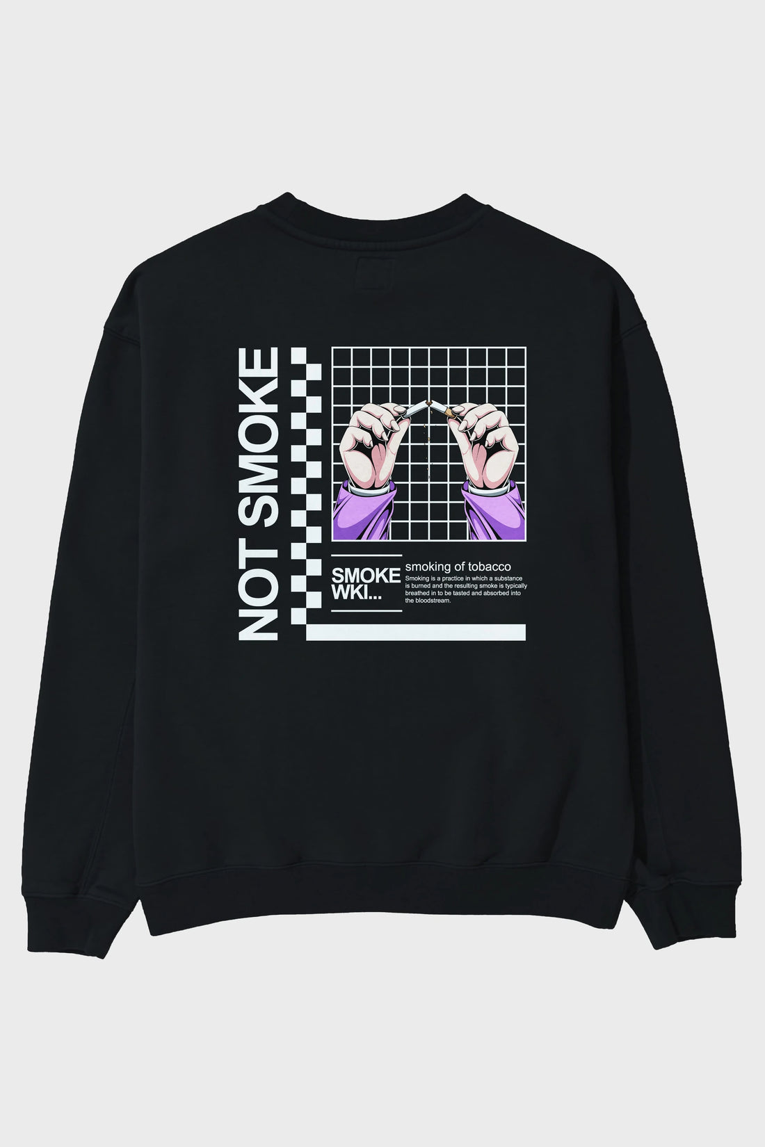 Not Smoke Arka Baskılı Oversize Sweatshirt Erkek Kadın Unisex