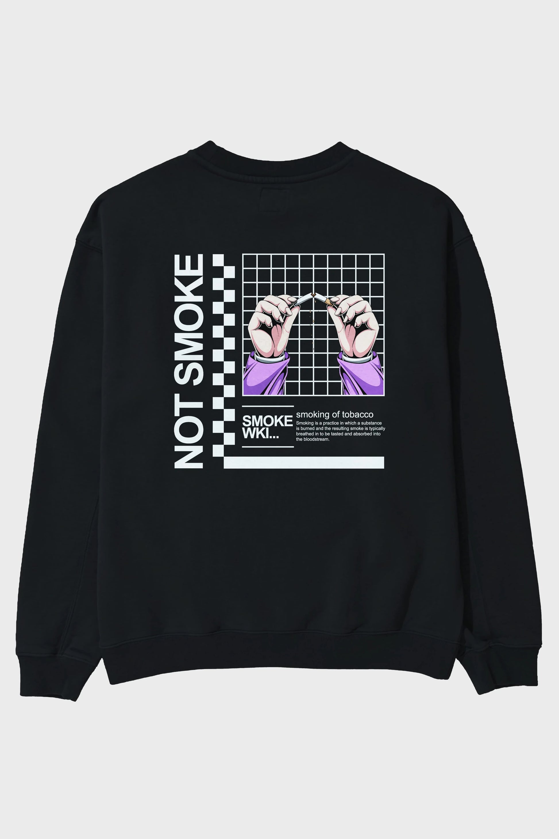 Not Smoke Arka Baskılı Oversize Sweatshirt Erkek Kadın Unisex