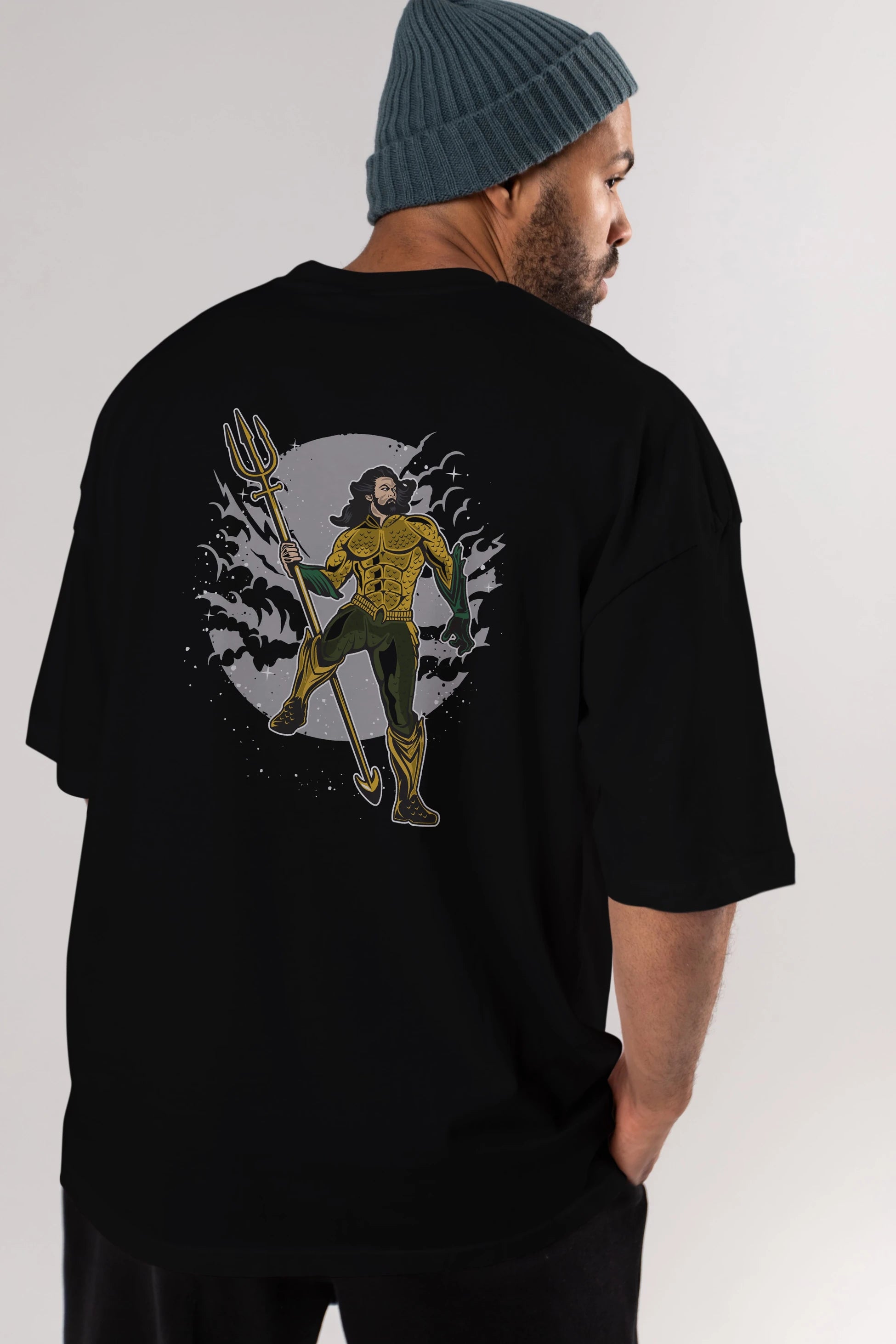 AQUAMAN Arka Baskılı Oversize t-shirt Erkek Kadın Unisex %100 Pamuk