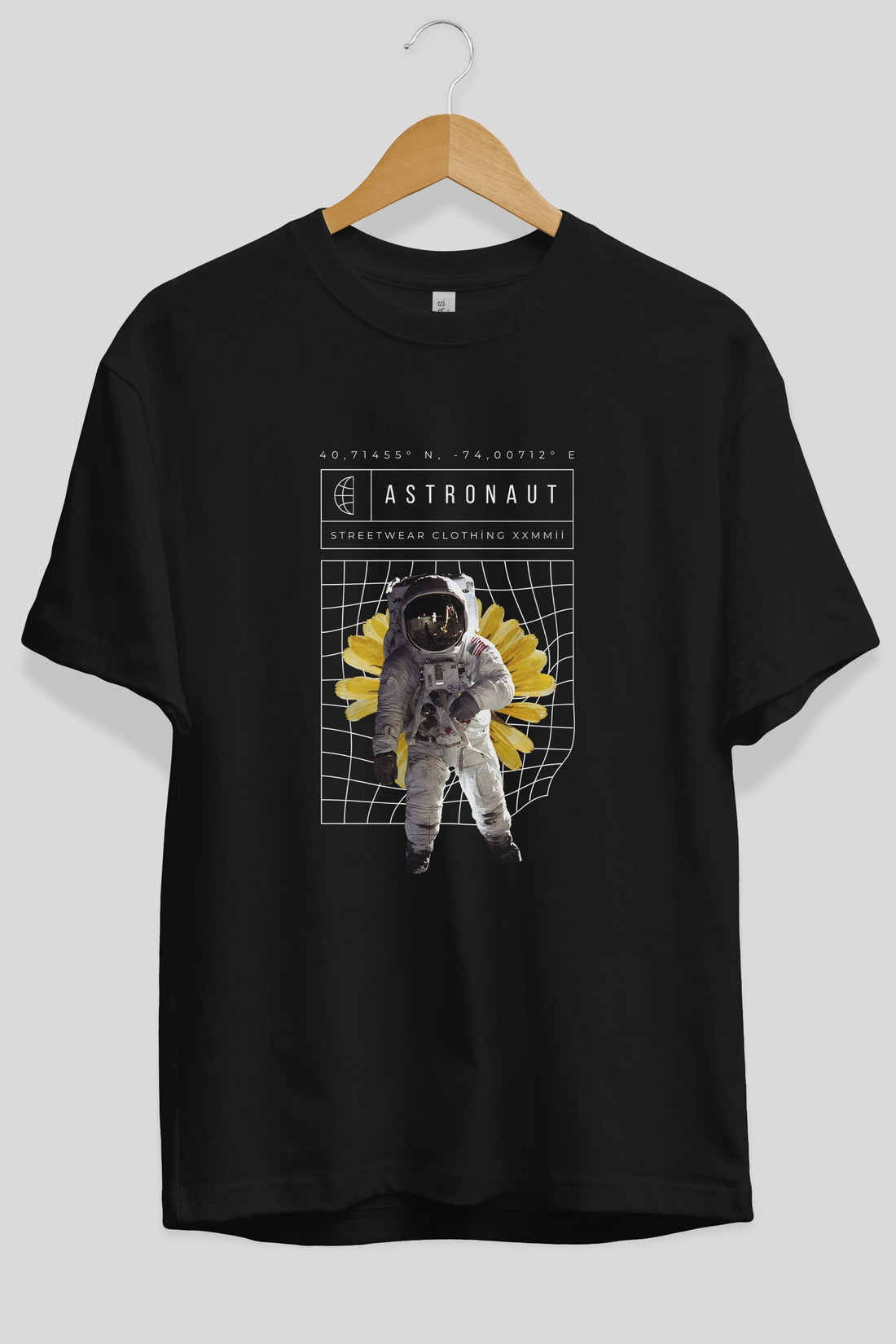 Astronaut Streetwear Ön Baskılı Oversize t-shirt Erkek Kadın Unisex